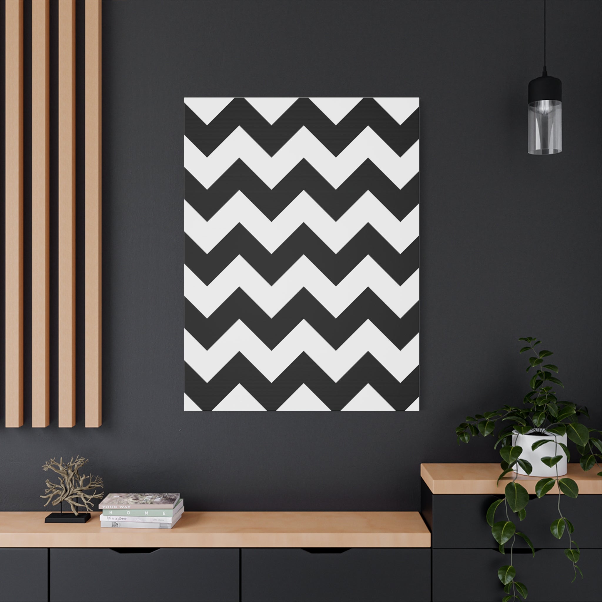 Black & White Zigzag Geometric Canvas Art