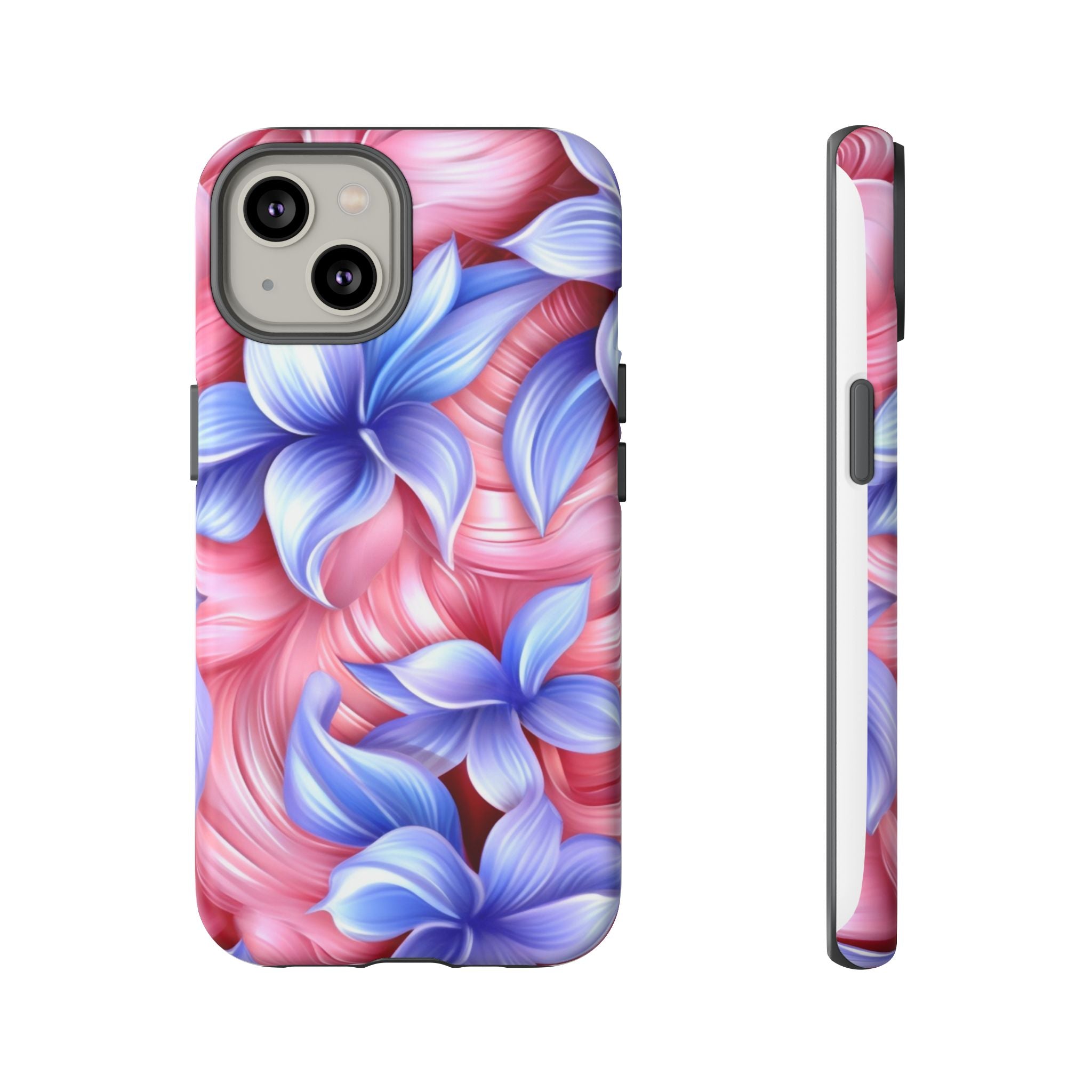 Dreamy Pink & Blue Floral iPhone Case - Hexagon Stone