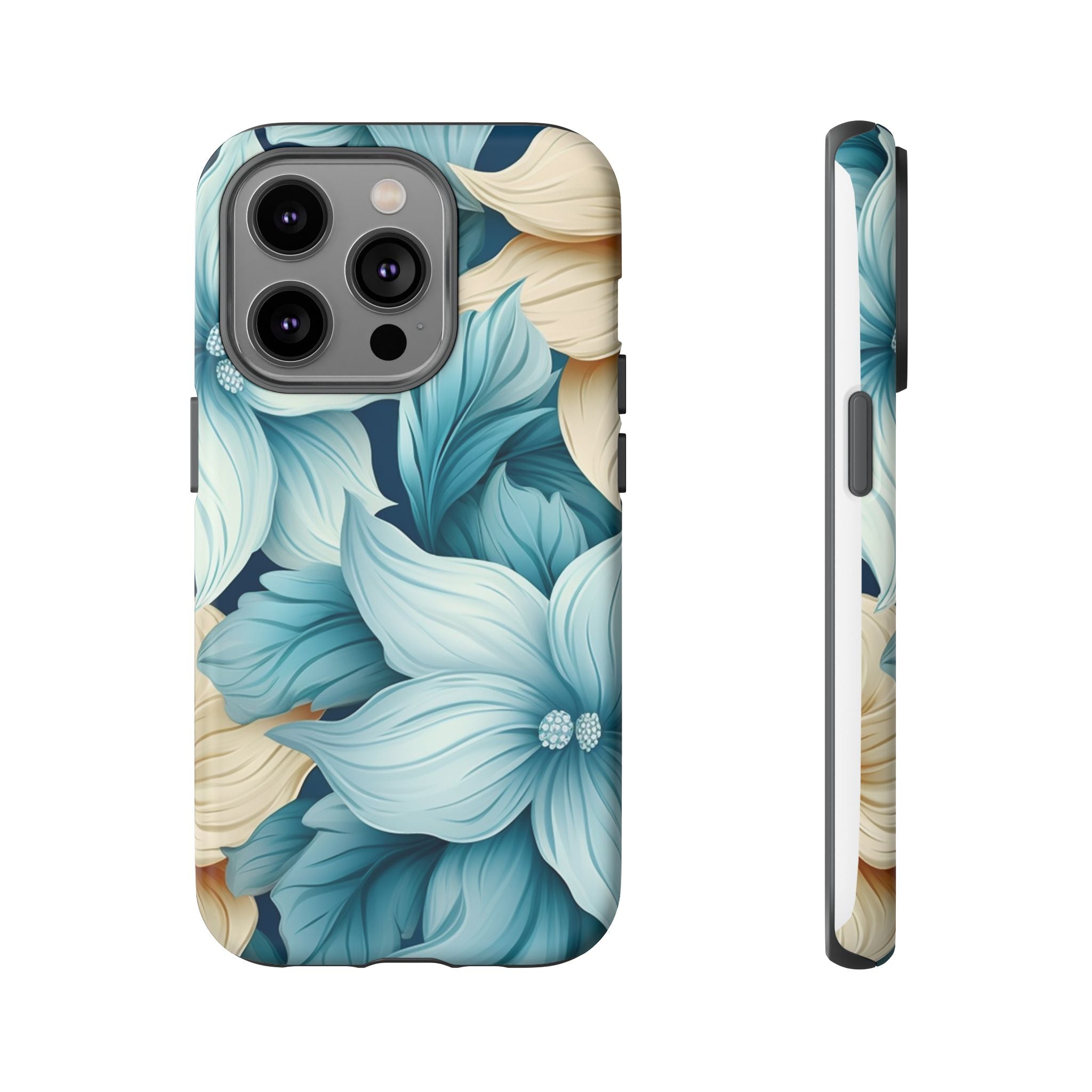 Teal Floral Hexagon iPhone Case - Rugged