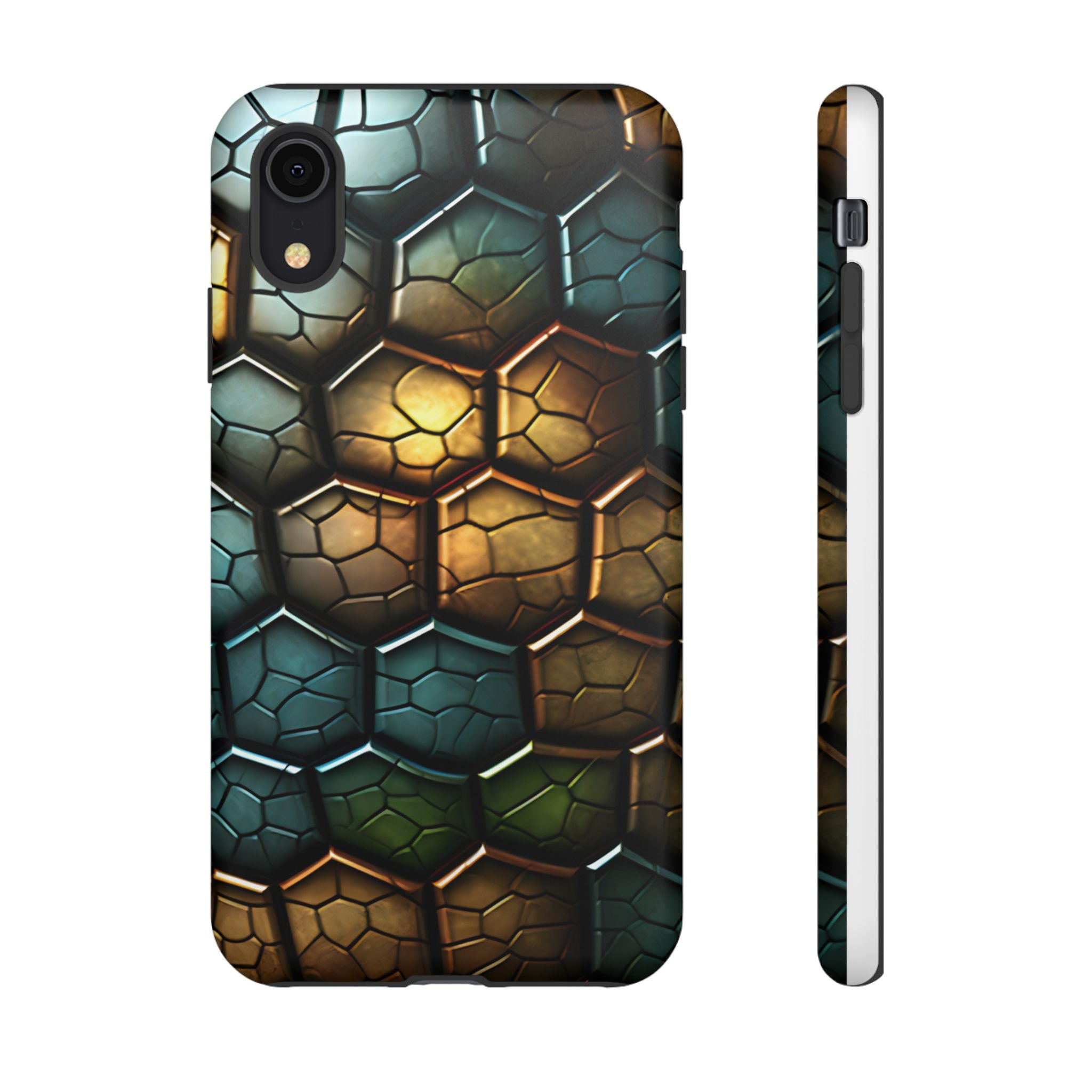 HexaScale iPhone Case: Teal & Bronze