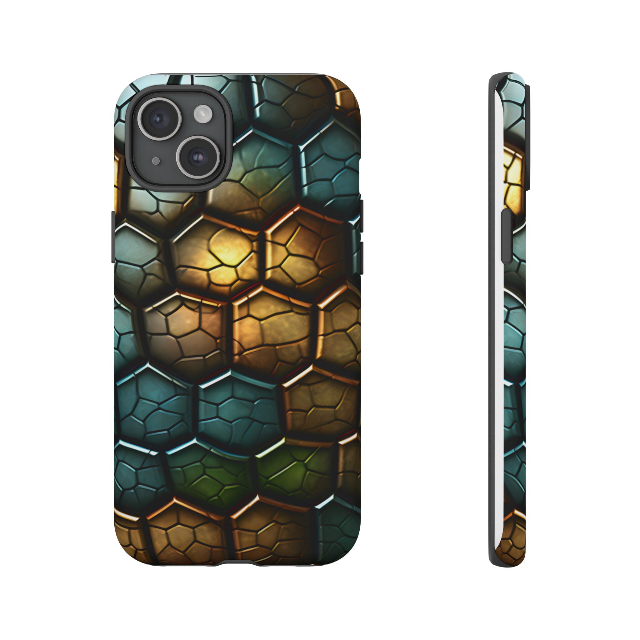 HexaScale iPhone Case: Teal & Bronze