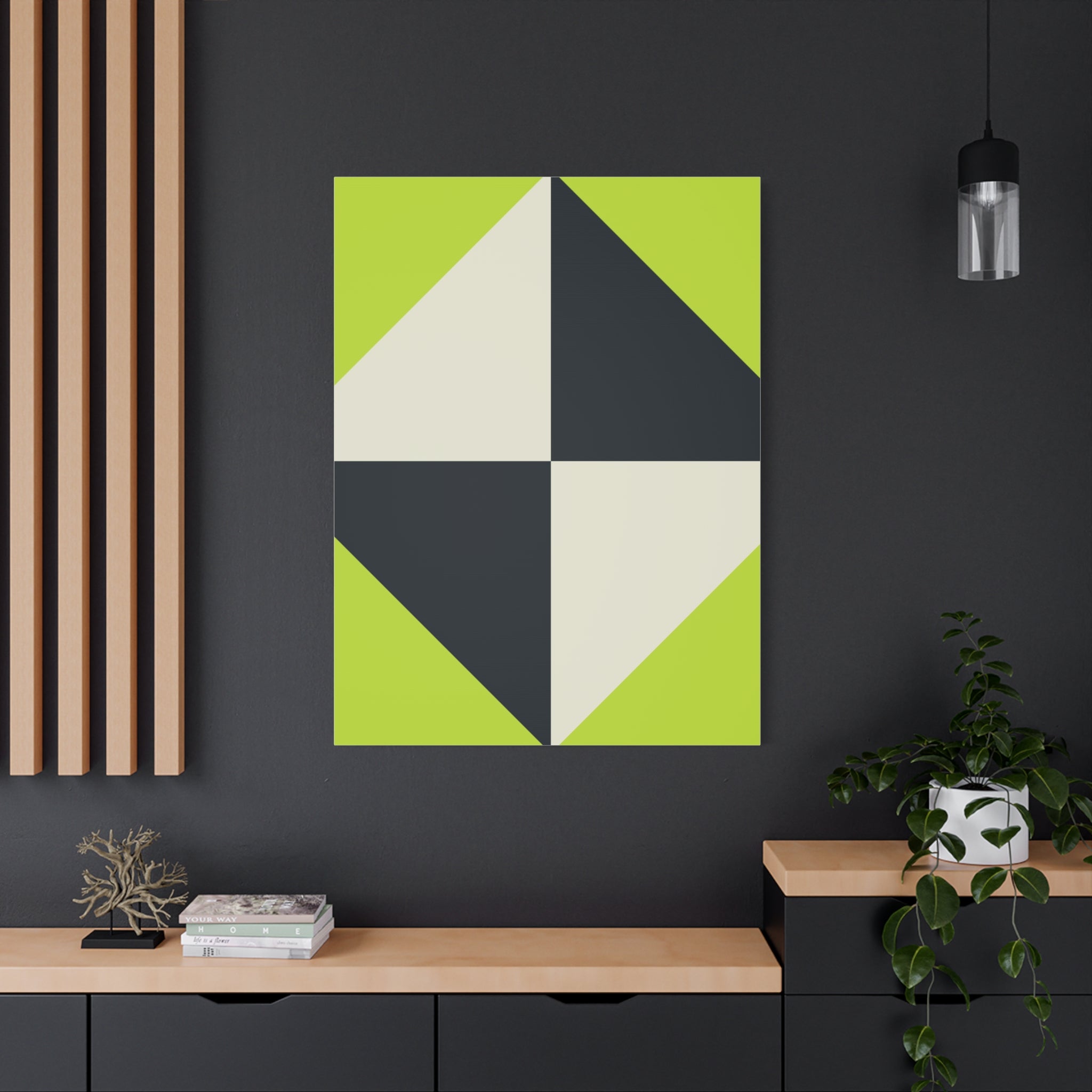 Geometric Teal & Beige Canvas Art