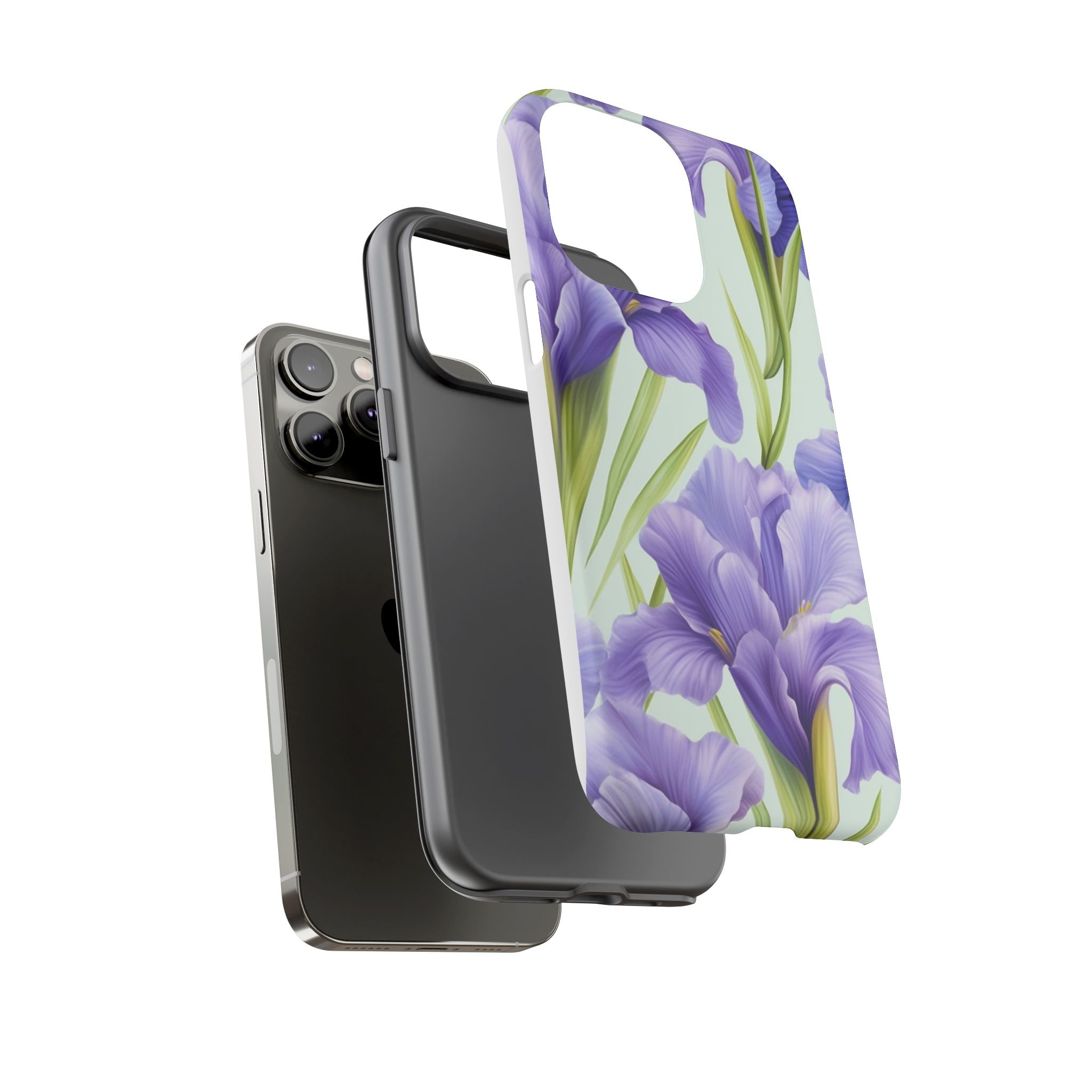 Purple Iris Floral iPhone Case - Hexagon Stone