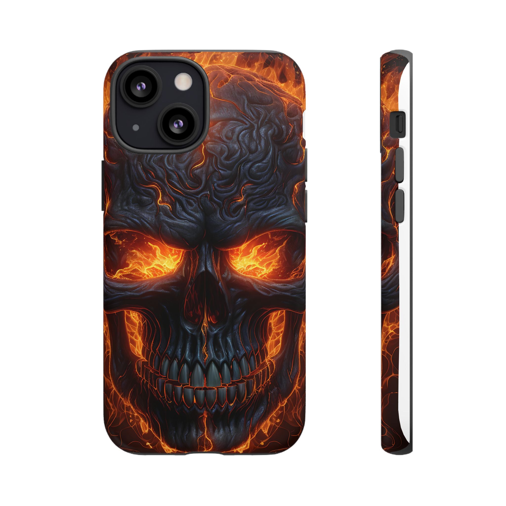 Fiery Skull Hexagon iPhone Case - Rugged Texture