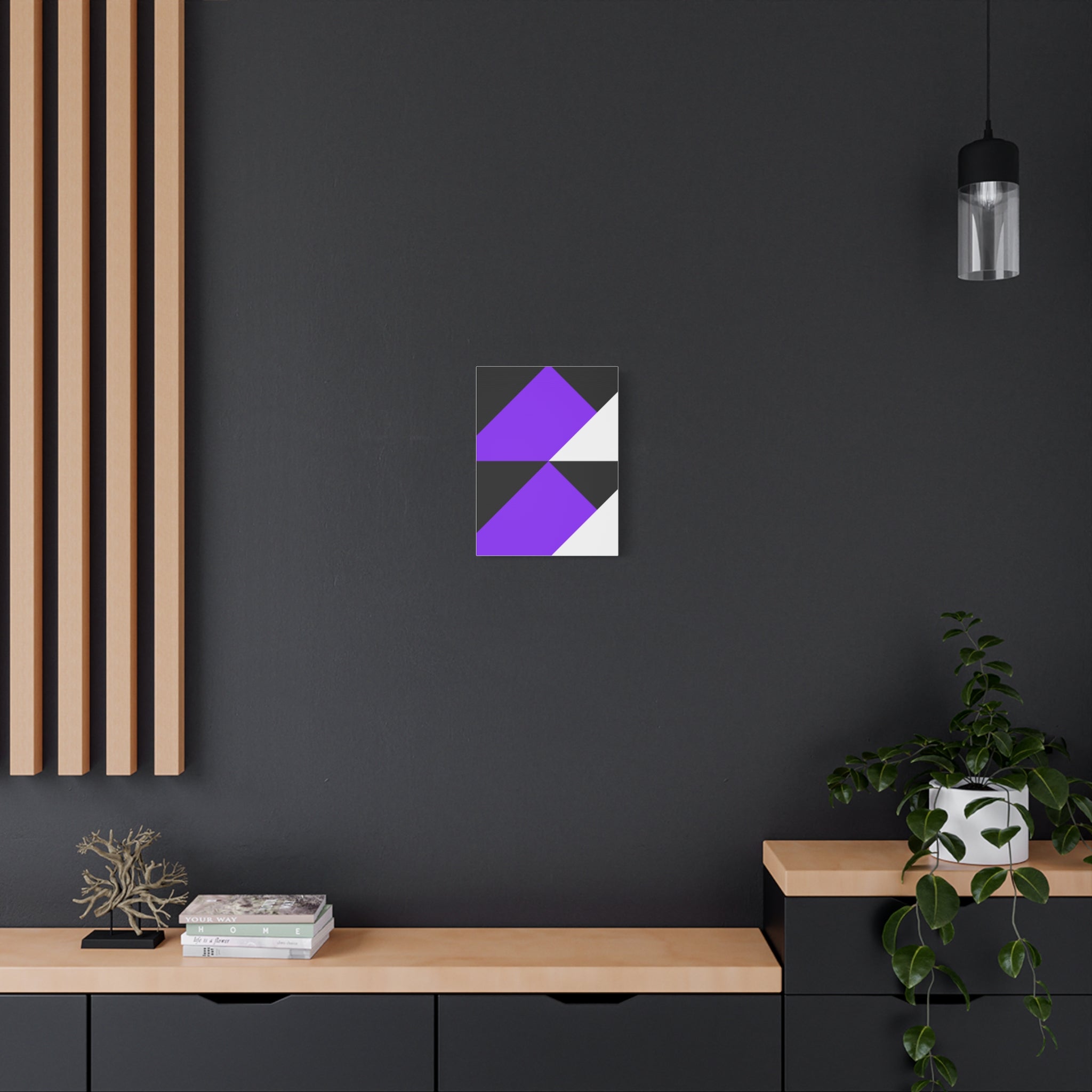 Geometric Purple Triangle Canvas Art