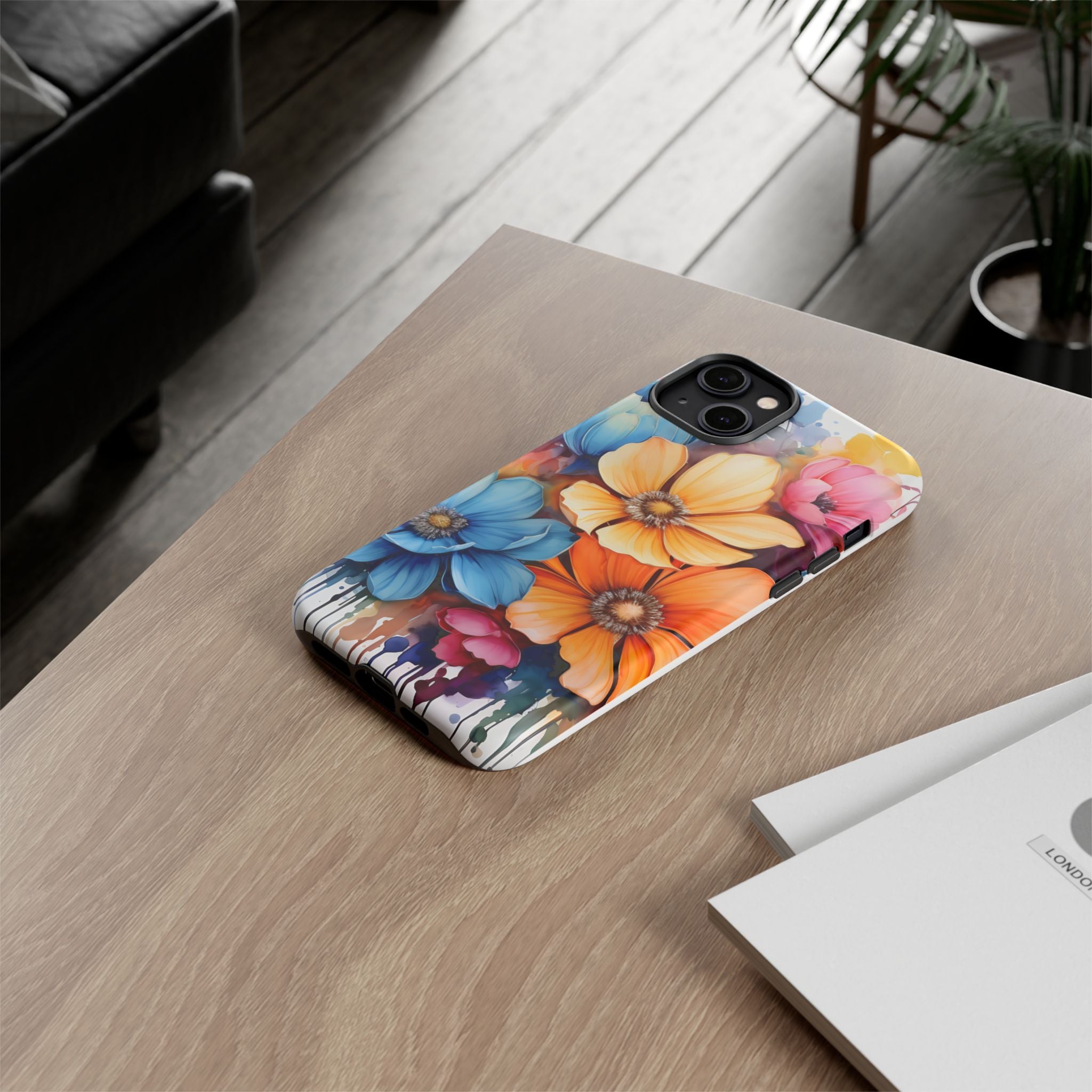 Vibrant Floral Watercolor iPhone Case - Hexagon Stone