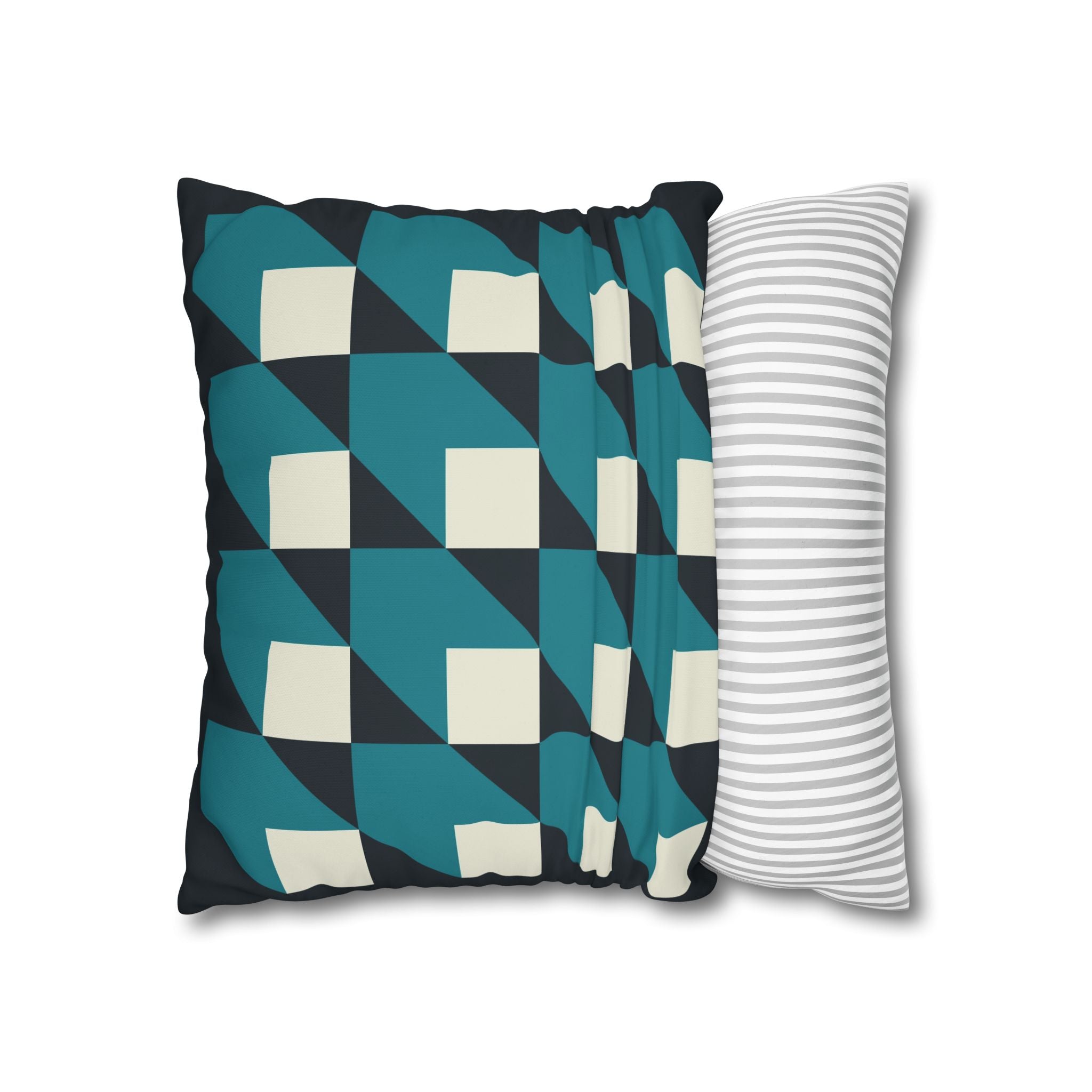 Geometric Teal & White Cube Pillowcase