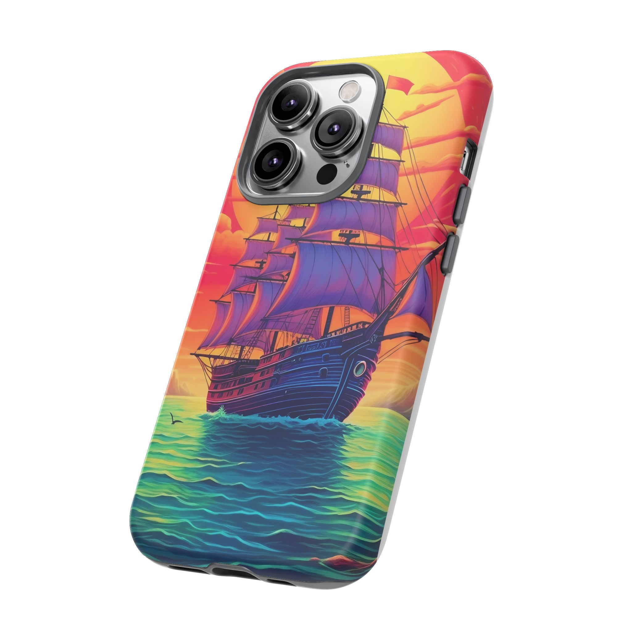 Sunset Galleon Hexagon Stone iPhone Case