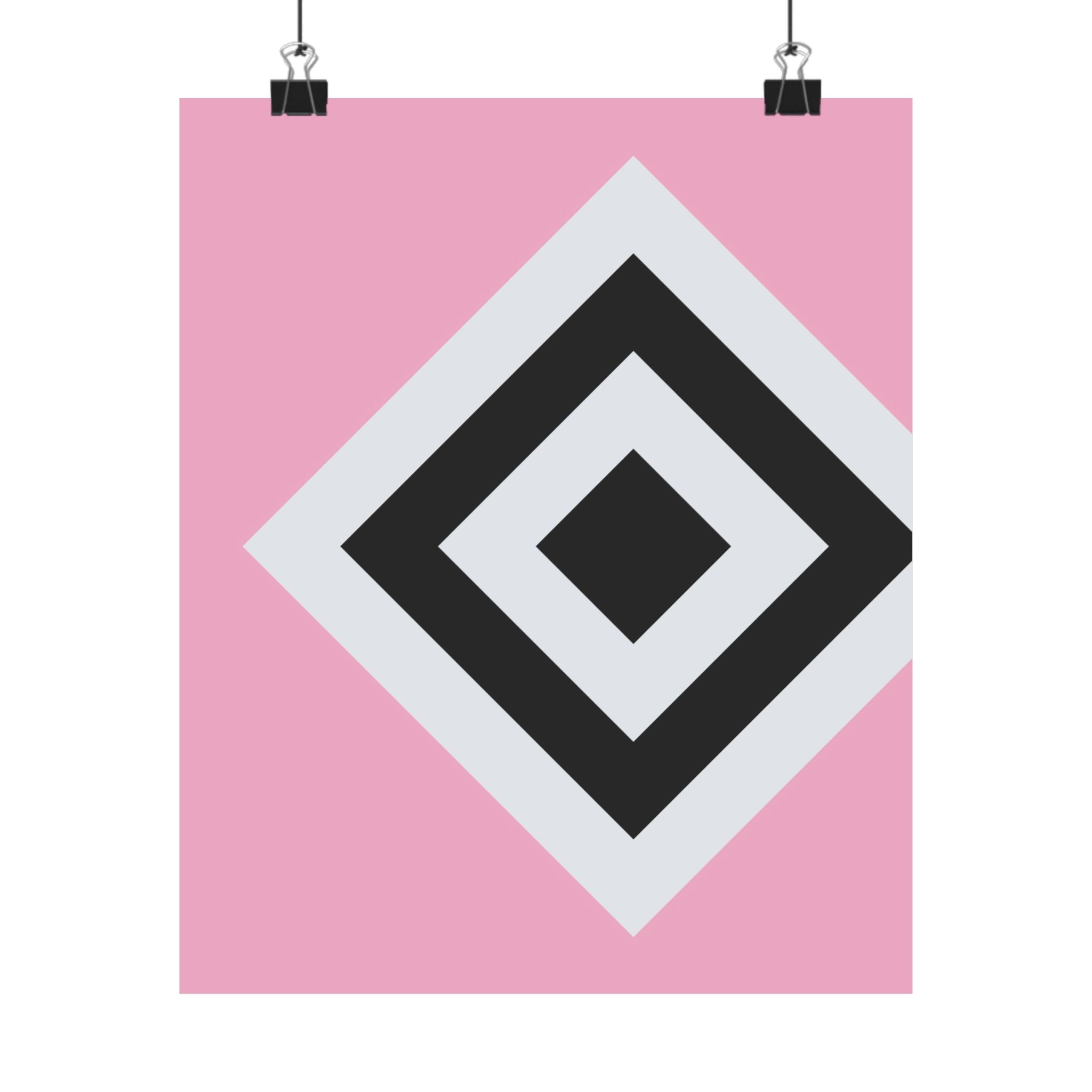 Geometric Diamond Pink Abstract Art Poster