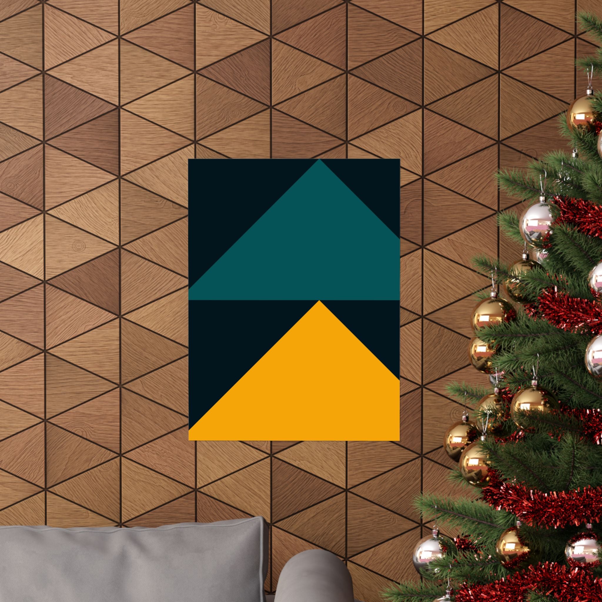 Teal & Gold Geometric Abstract Poster