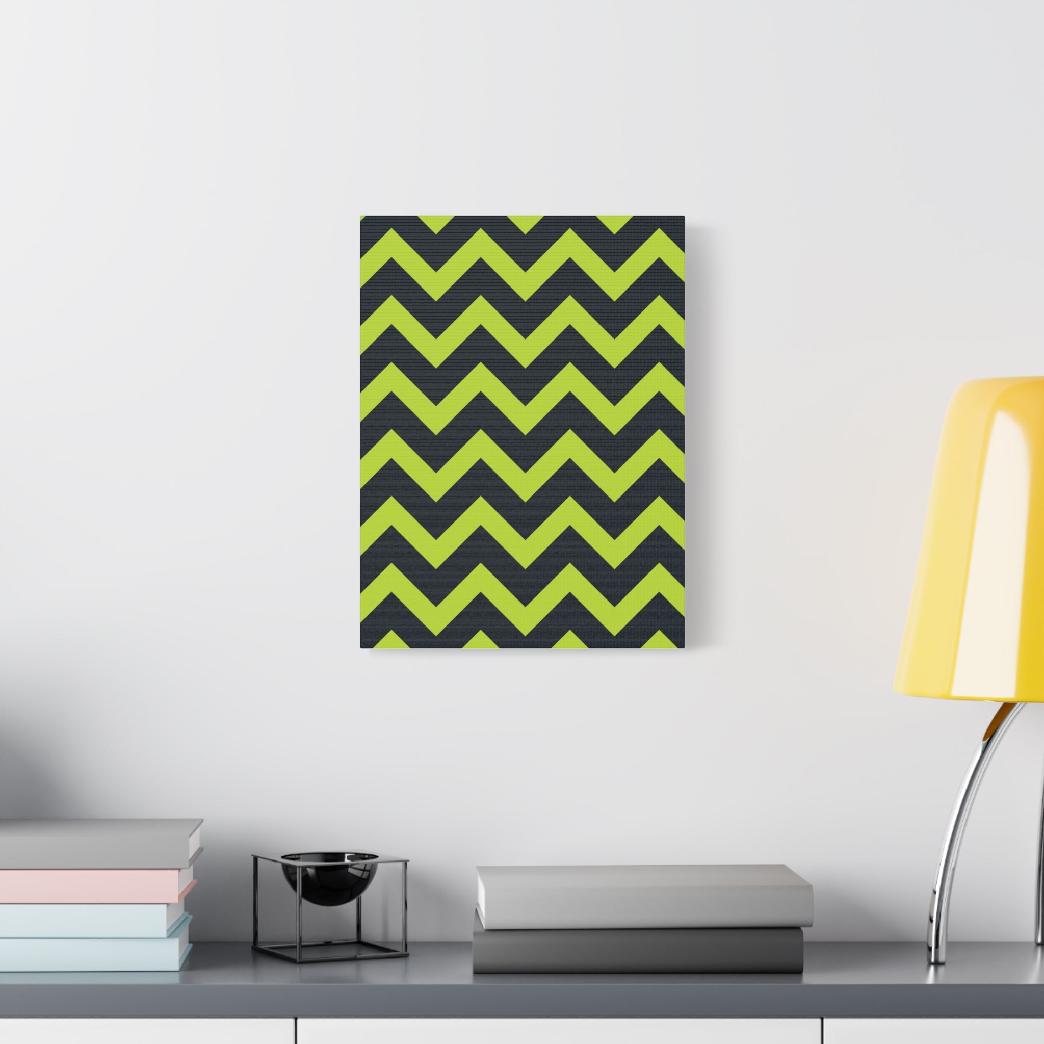 Lime & Forest Green Zigzag Canvas Art