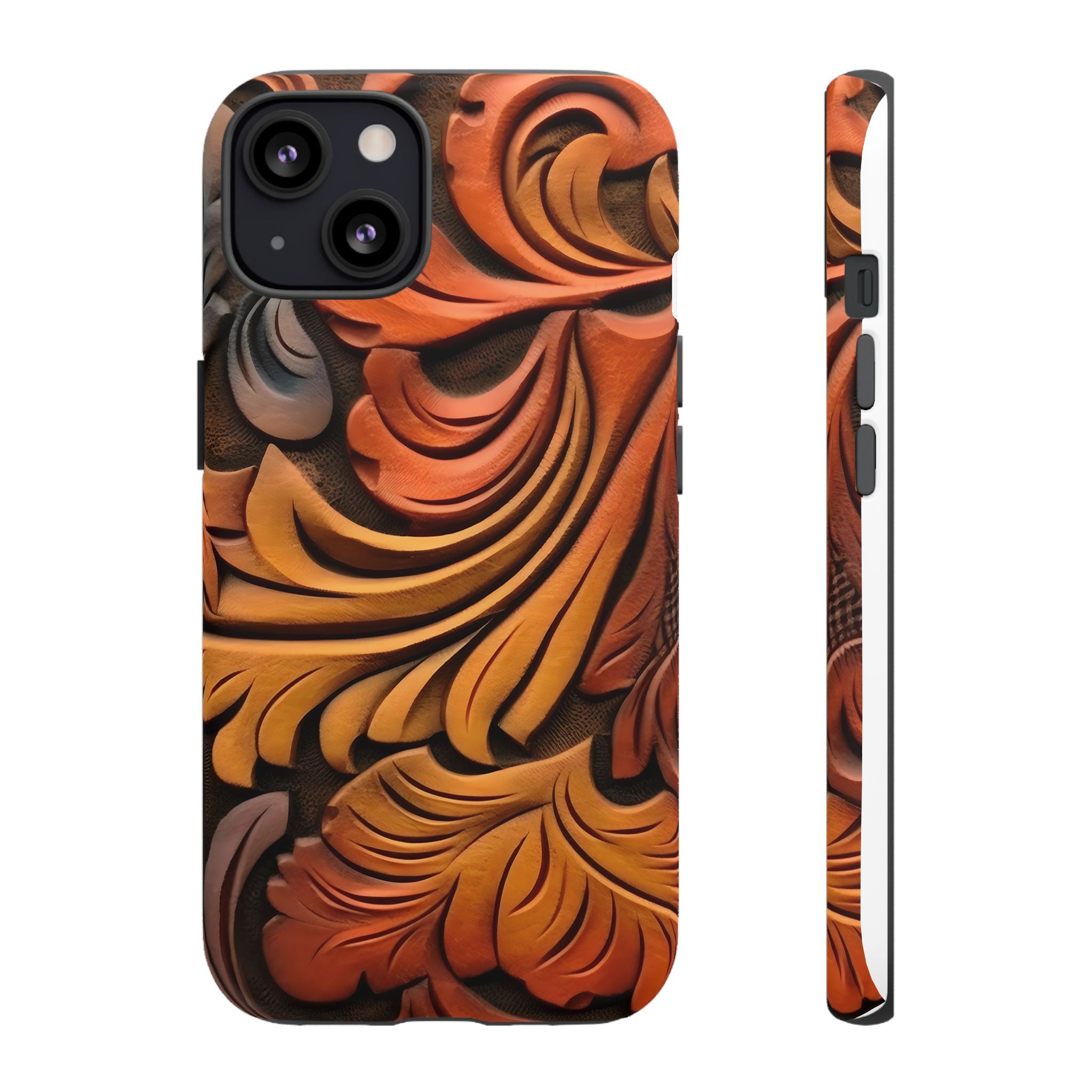 Art Nouveau Leather iPhone Case - Hexagon Stone