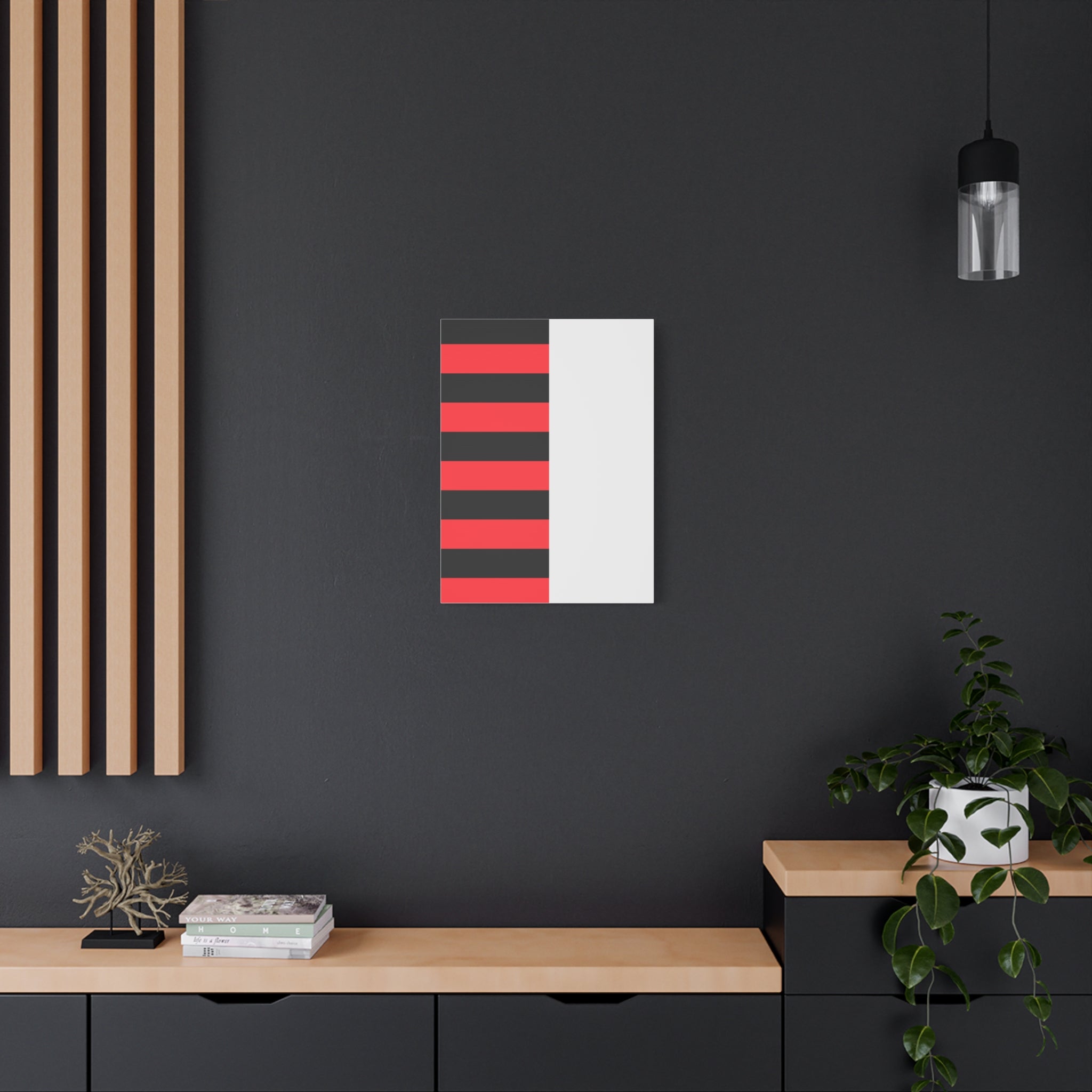 Abstract Coral & Gray Minimalist Canvas Art