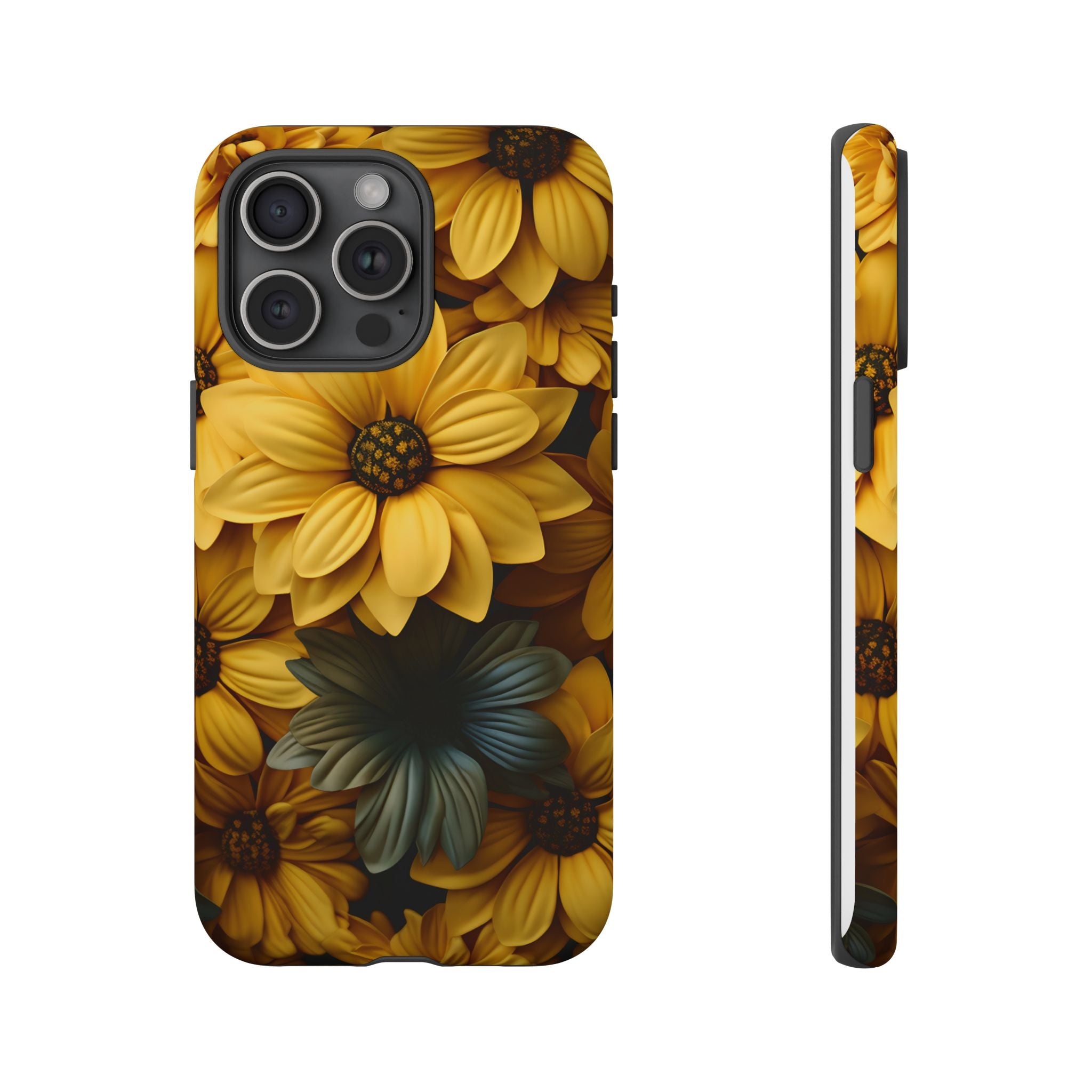 Golden Bloom Hexagon iPhone Case - Rugged Texture