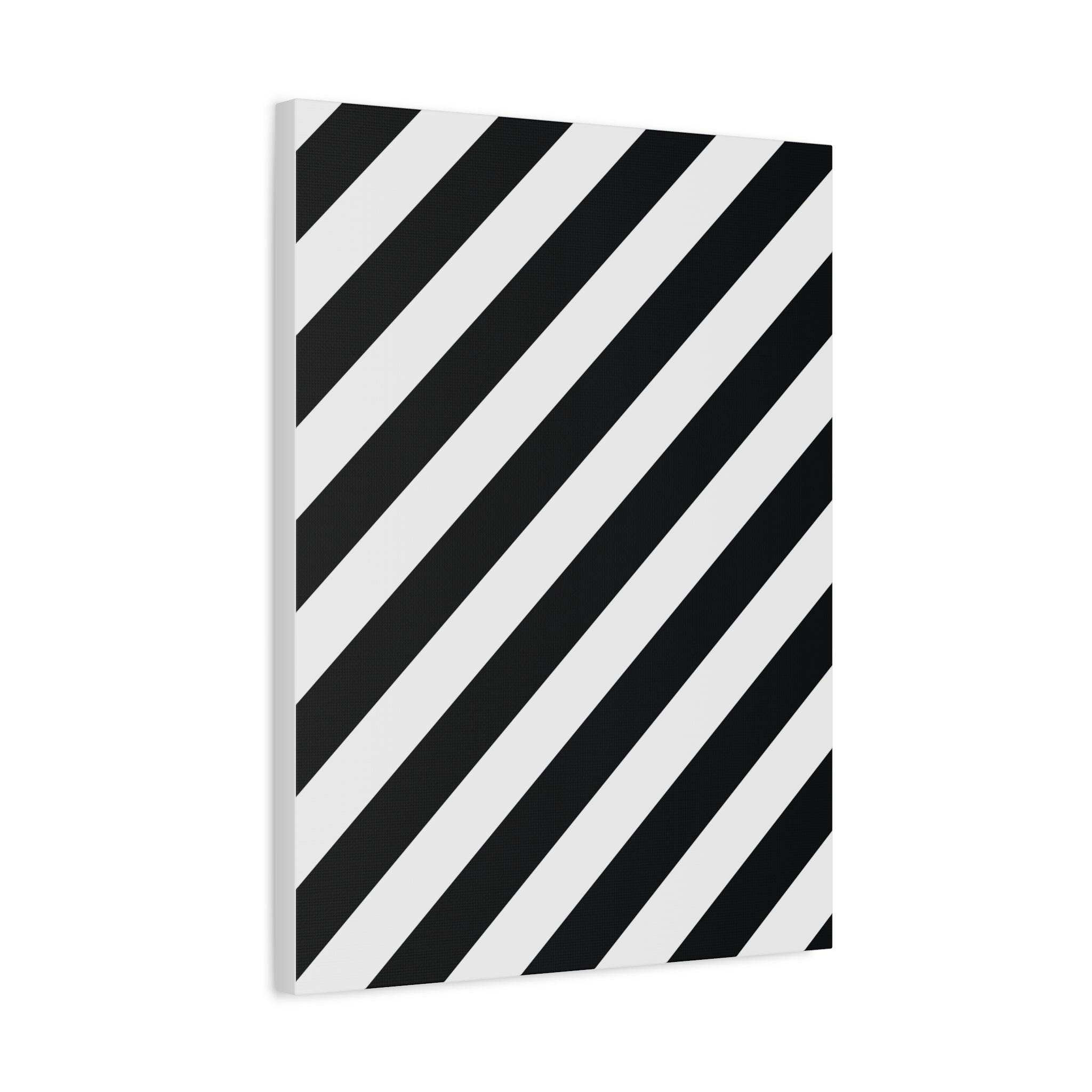 Modern Black & White Diagonal Stripe Canvas Art