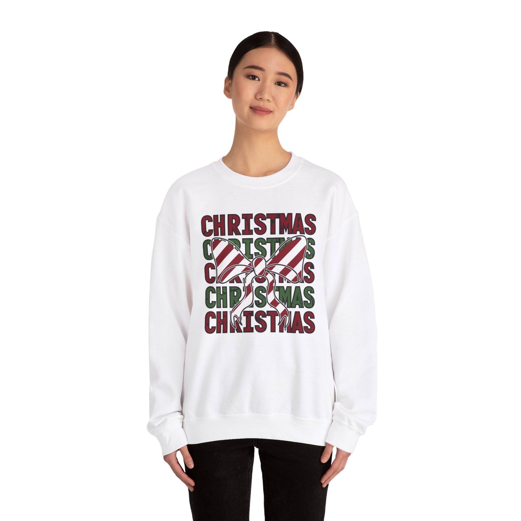 Candy Cane Bow Christmas Sweatshirt