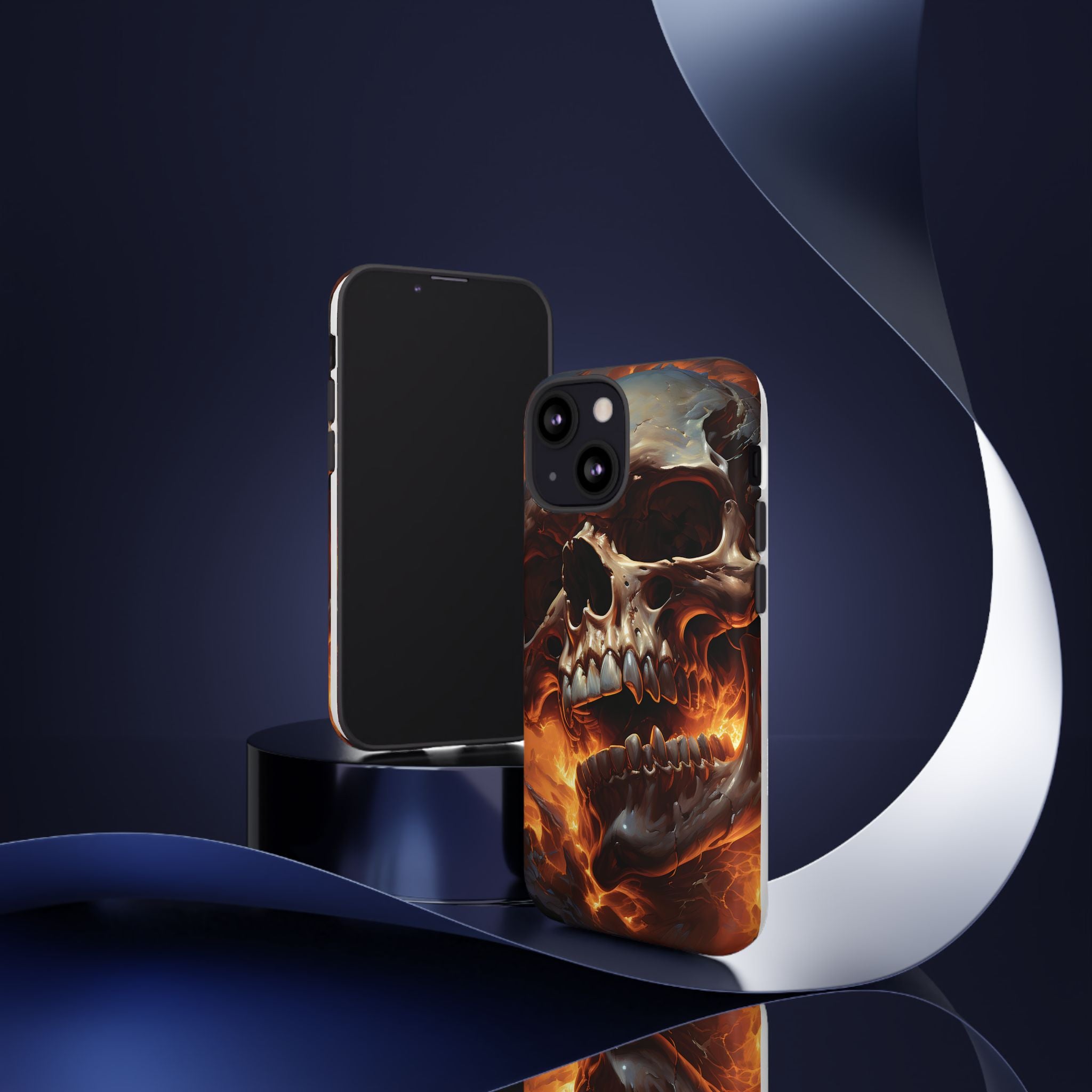 Fiery Skull Hexagon iPhone Case - Rugged