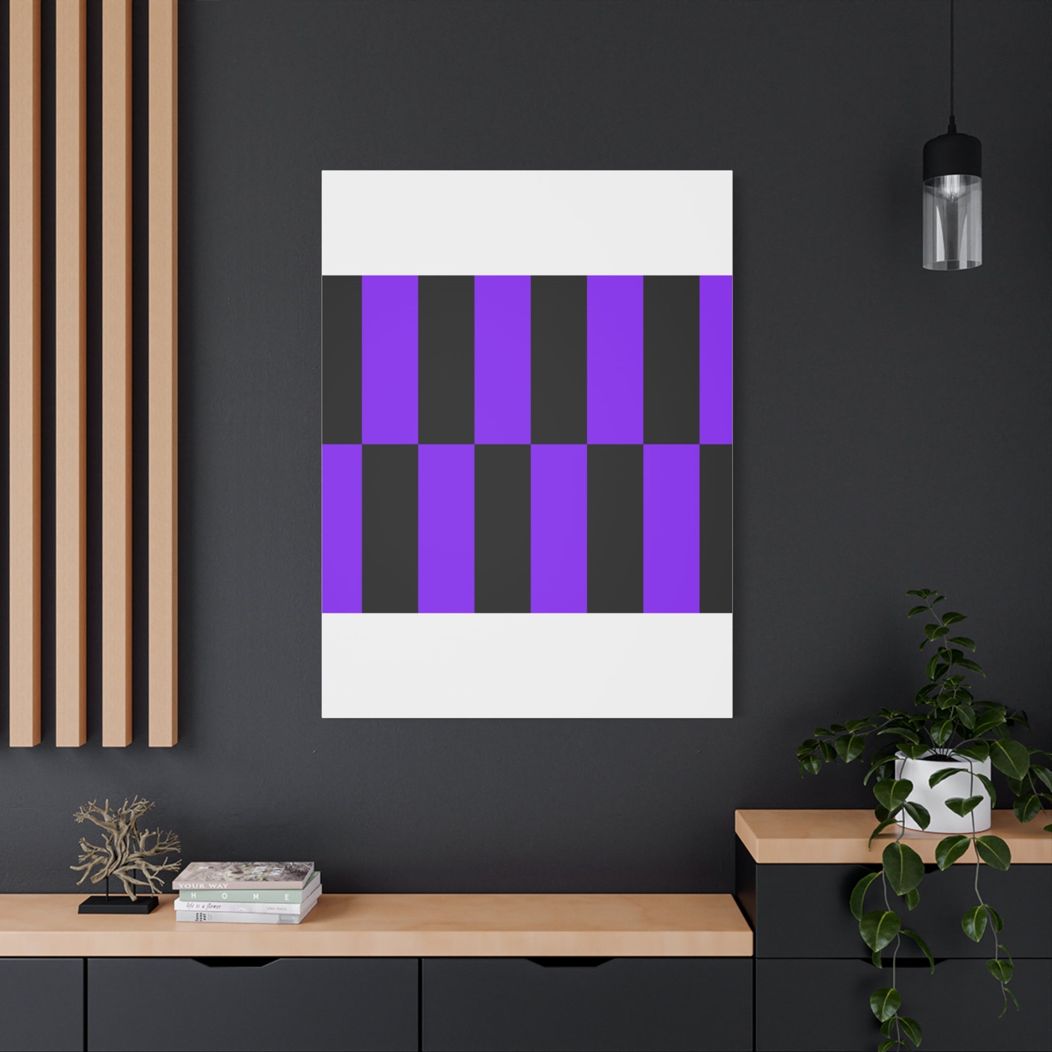 Violet & Charcoal Checkerboard Canvas Art