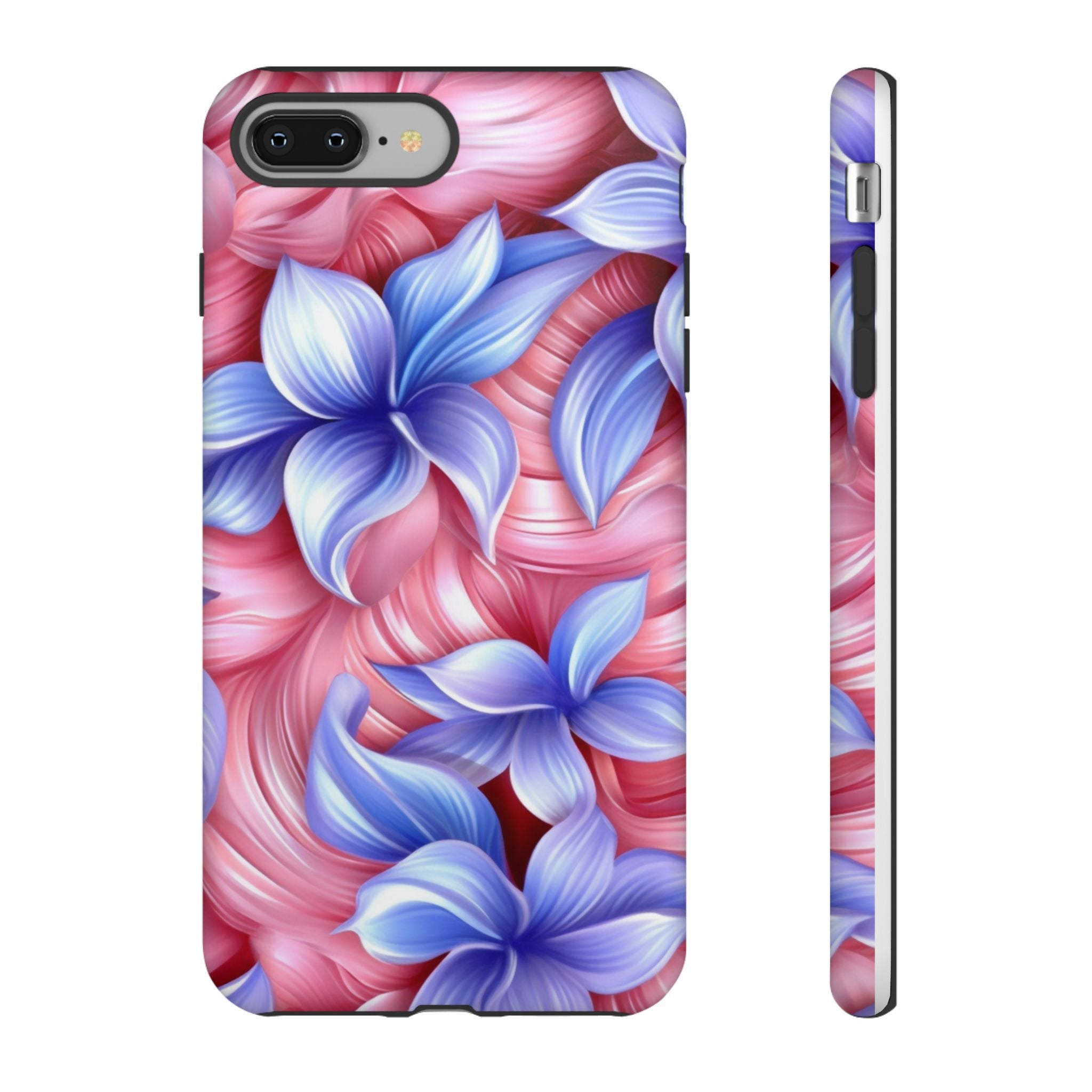 Dreamy Pink & Blue Floral iPhone Case - Hexagon Stone