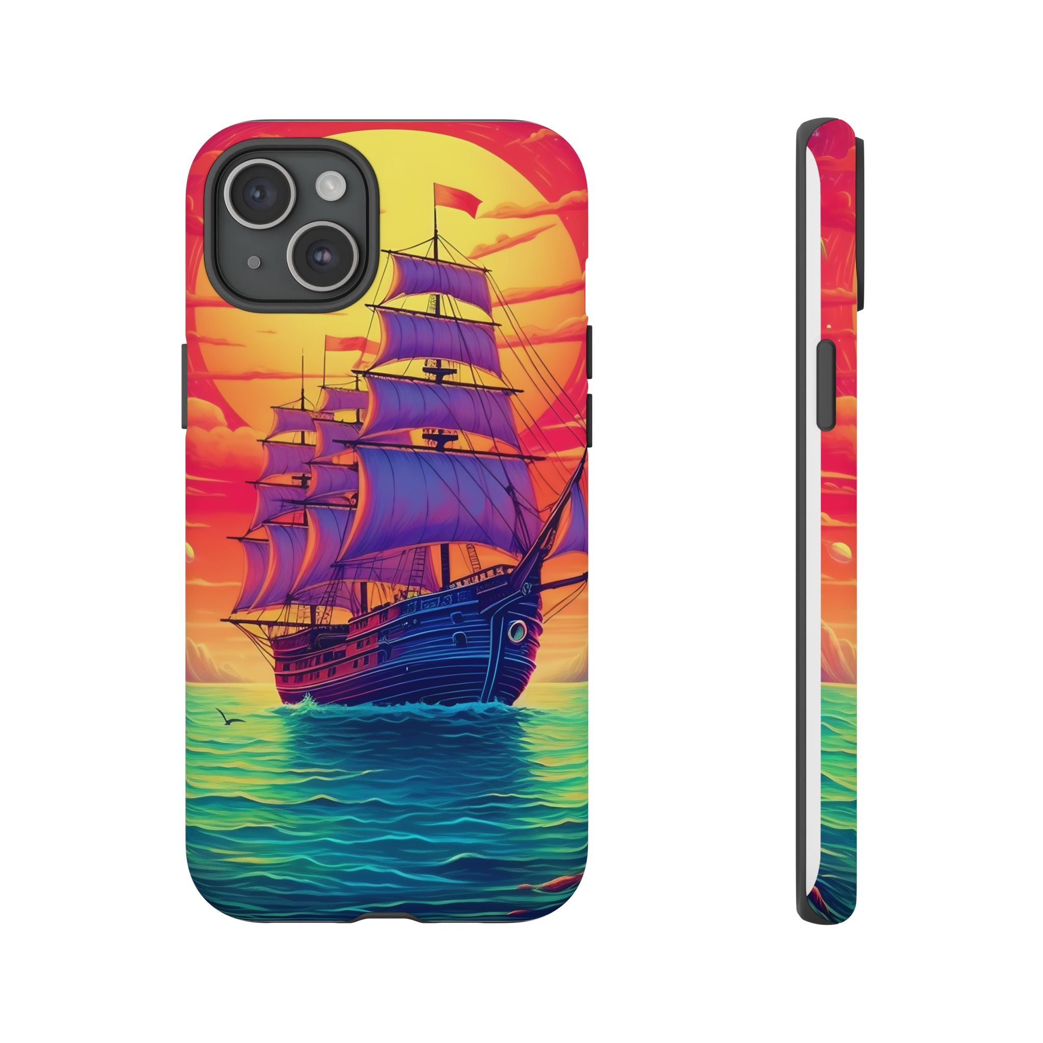 Sunset Galleon Hexagon Stone iPhone Case