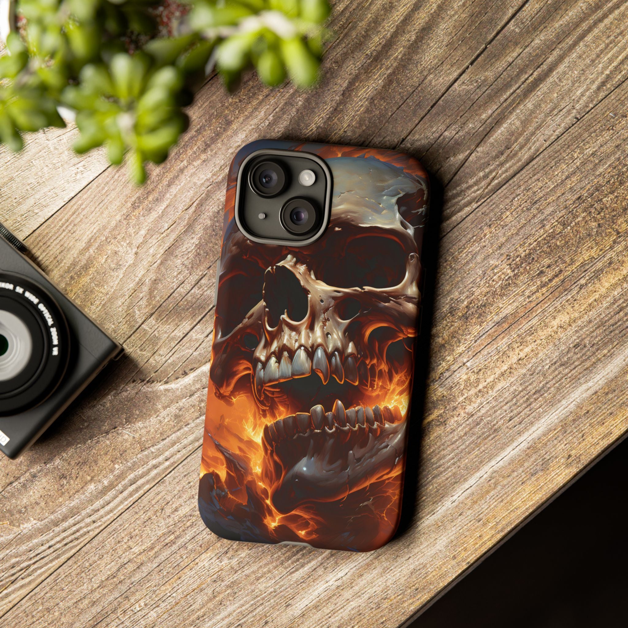 Fiery Skull Hexagon iPhone Case - Rugged