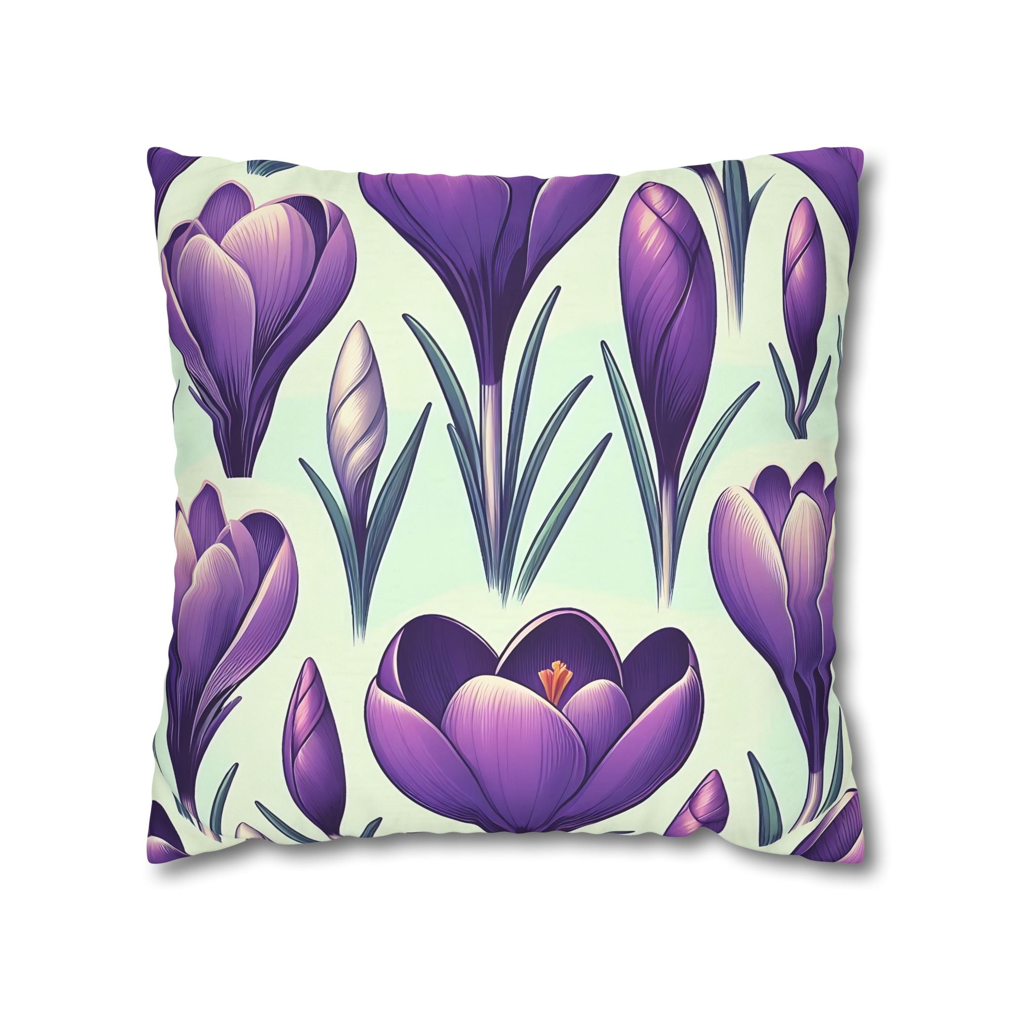 Purple Crocus Floral Pillowcase