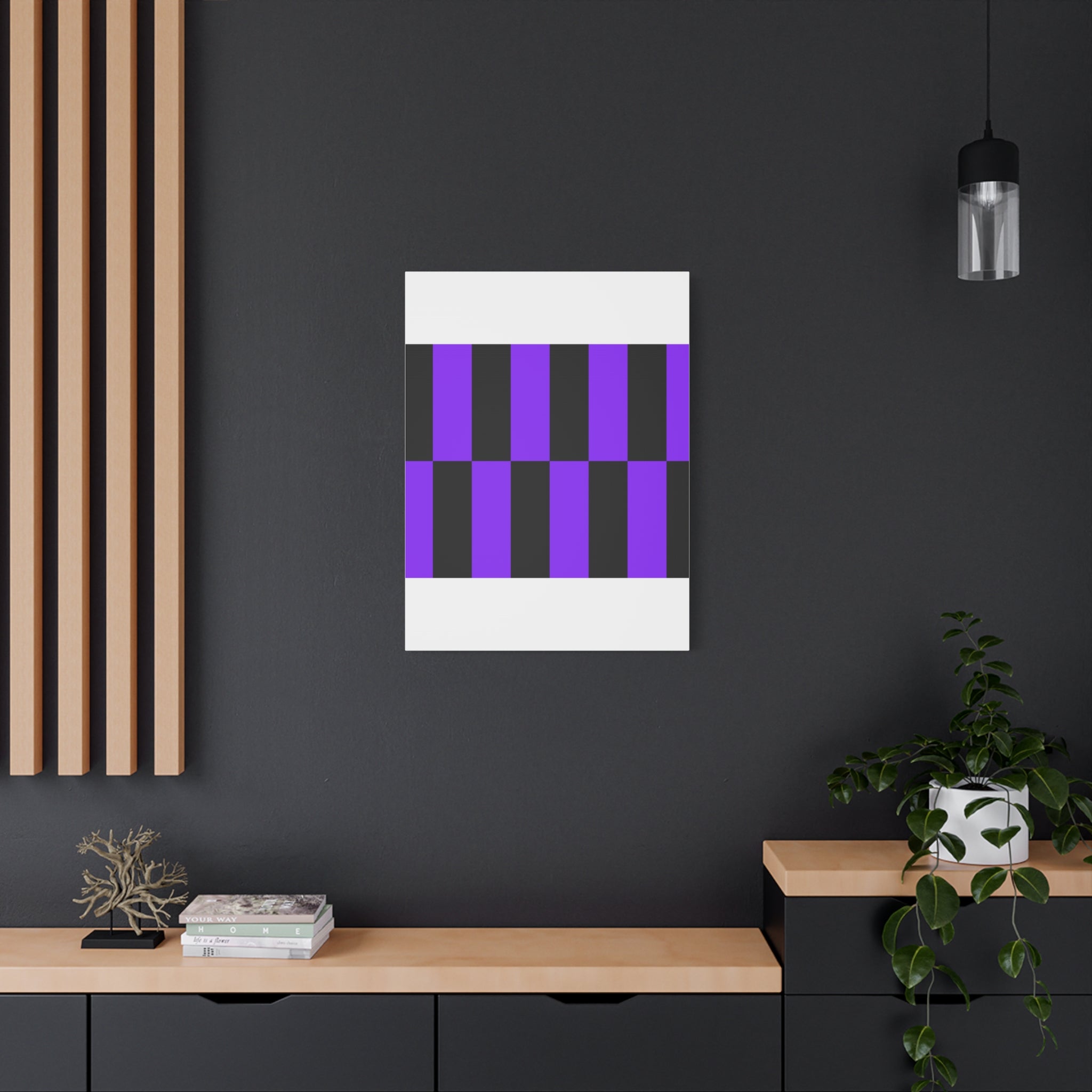 Violet & Charcoal Checkerboard Canvas Art