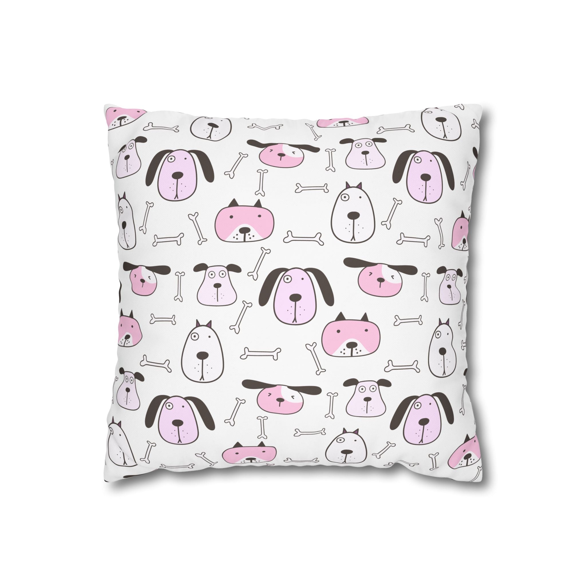 Cute Dog Bone Pillowcase - Pink & White