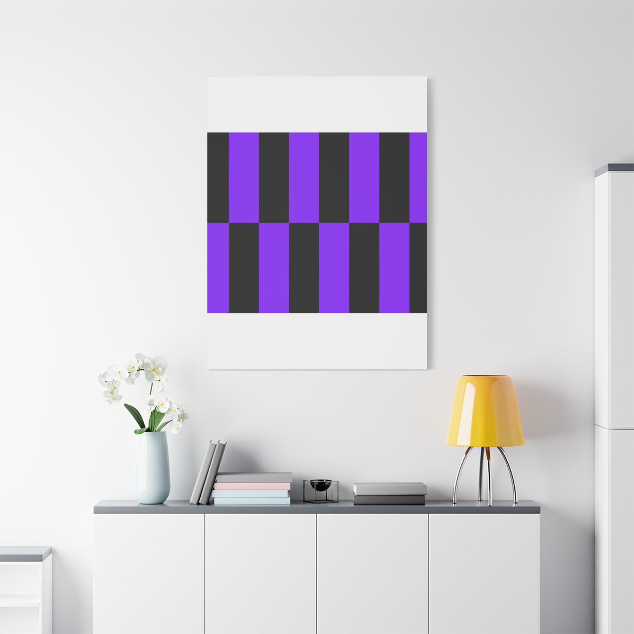 Violet & Charcoal Checkerboard Canvas Art