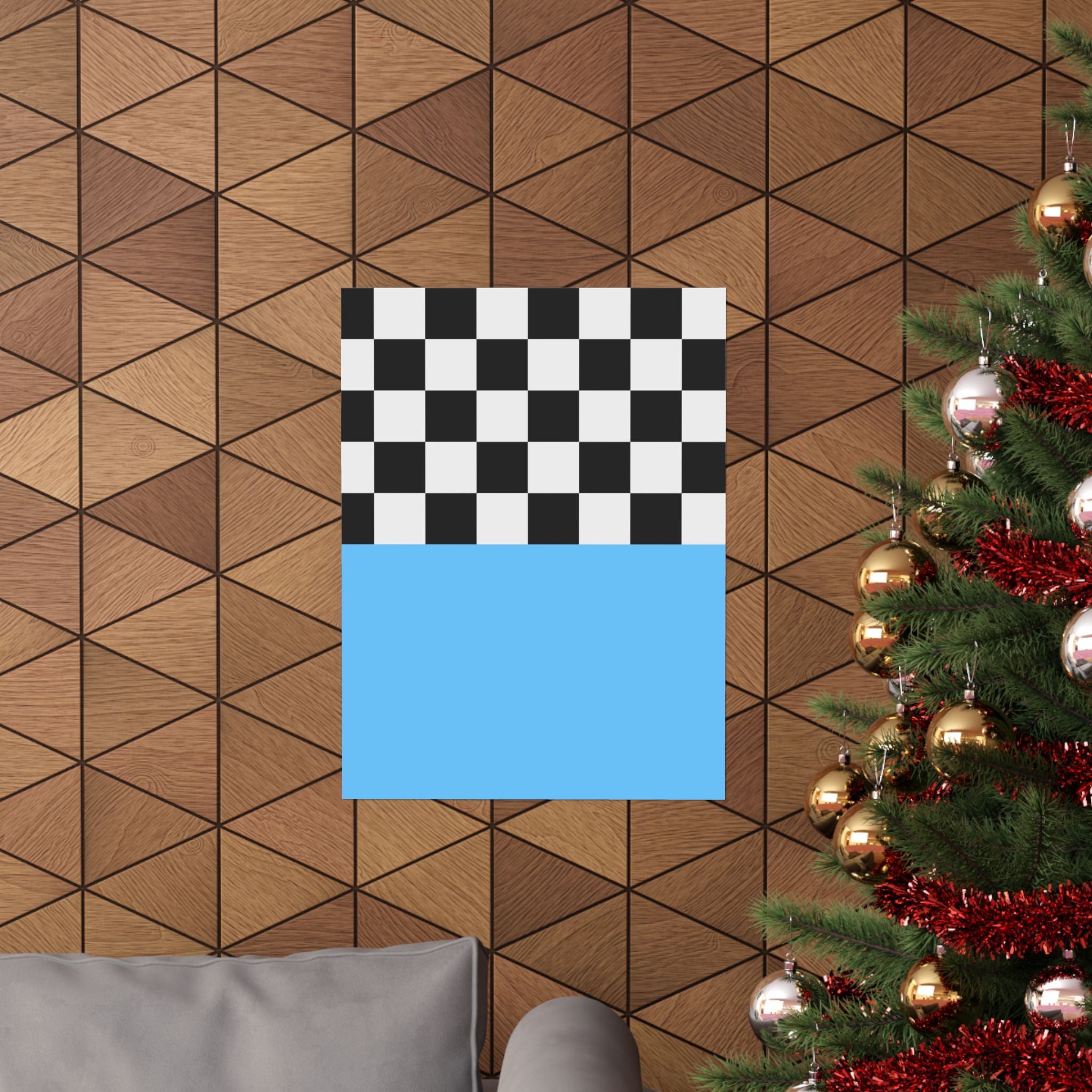 Checkered & Blue Modern Geometric Poster