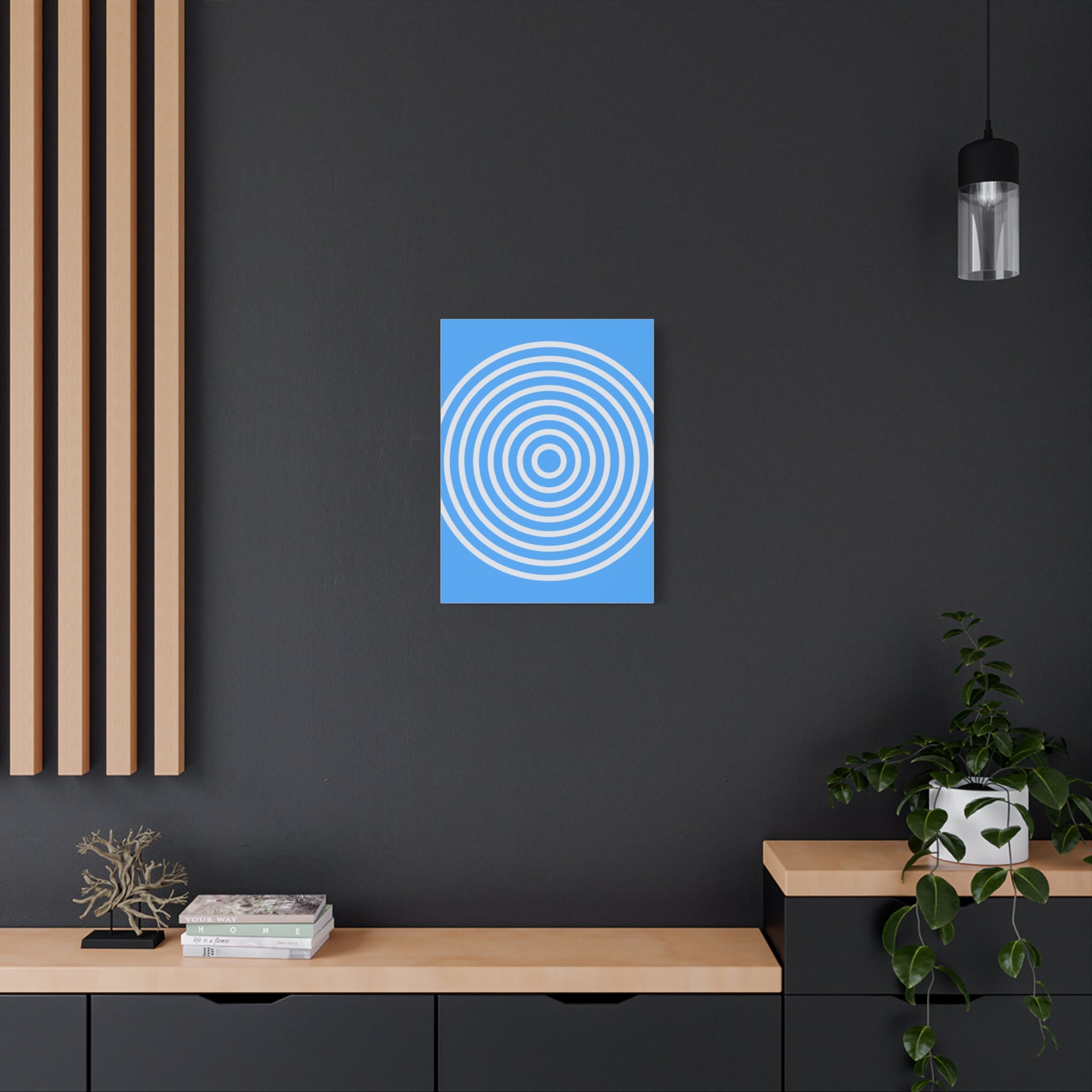 Blue Ripple Concentric Circles Canvas Art