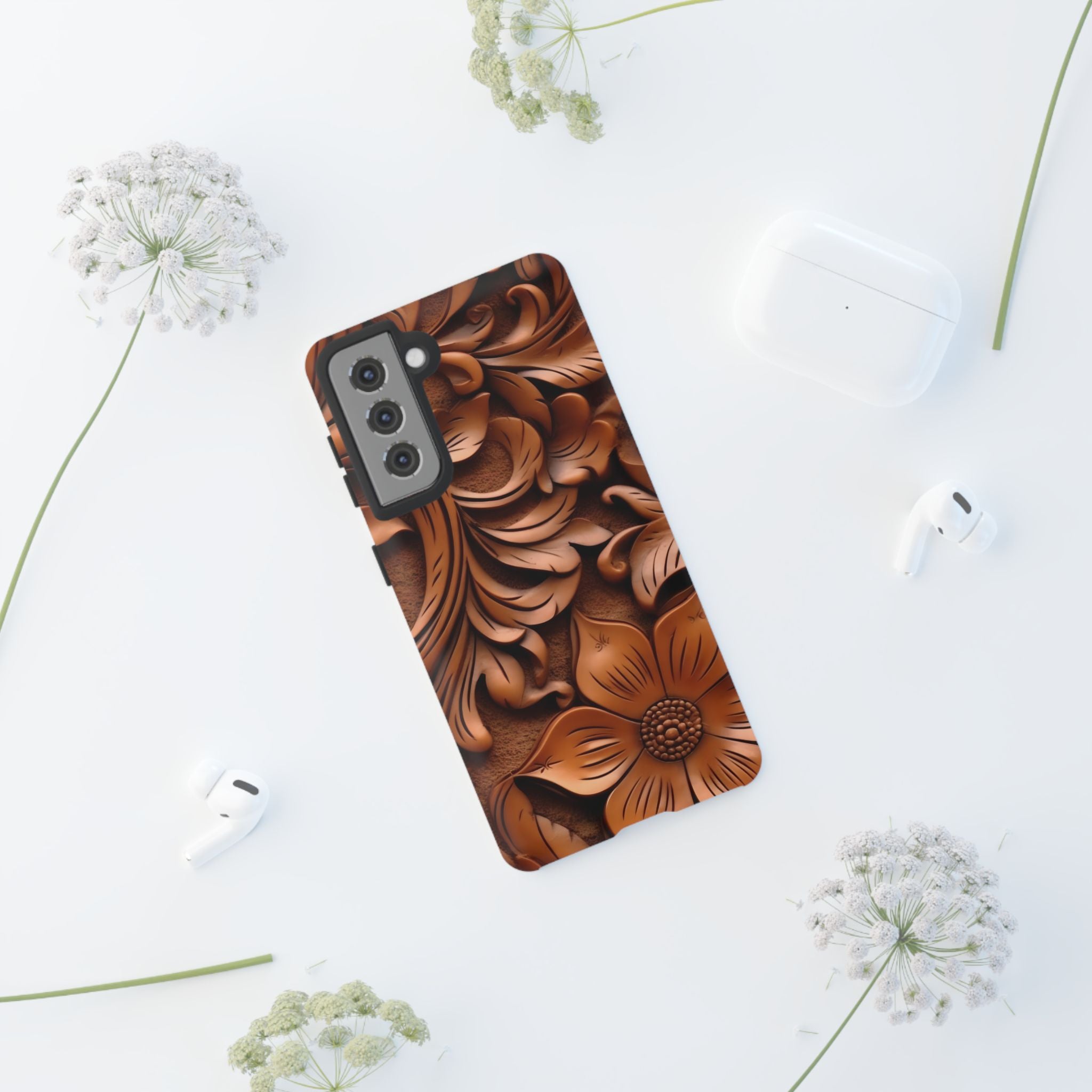 Baroque Floral Wood Samsung Case