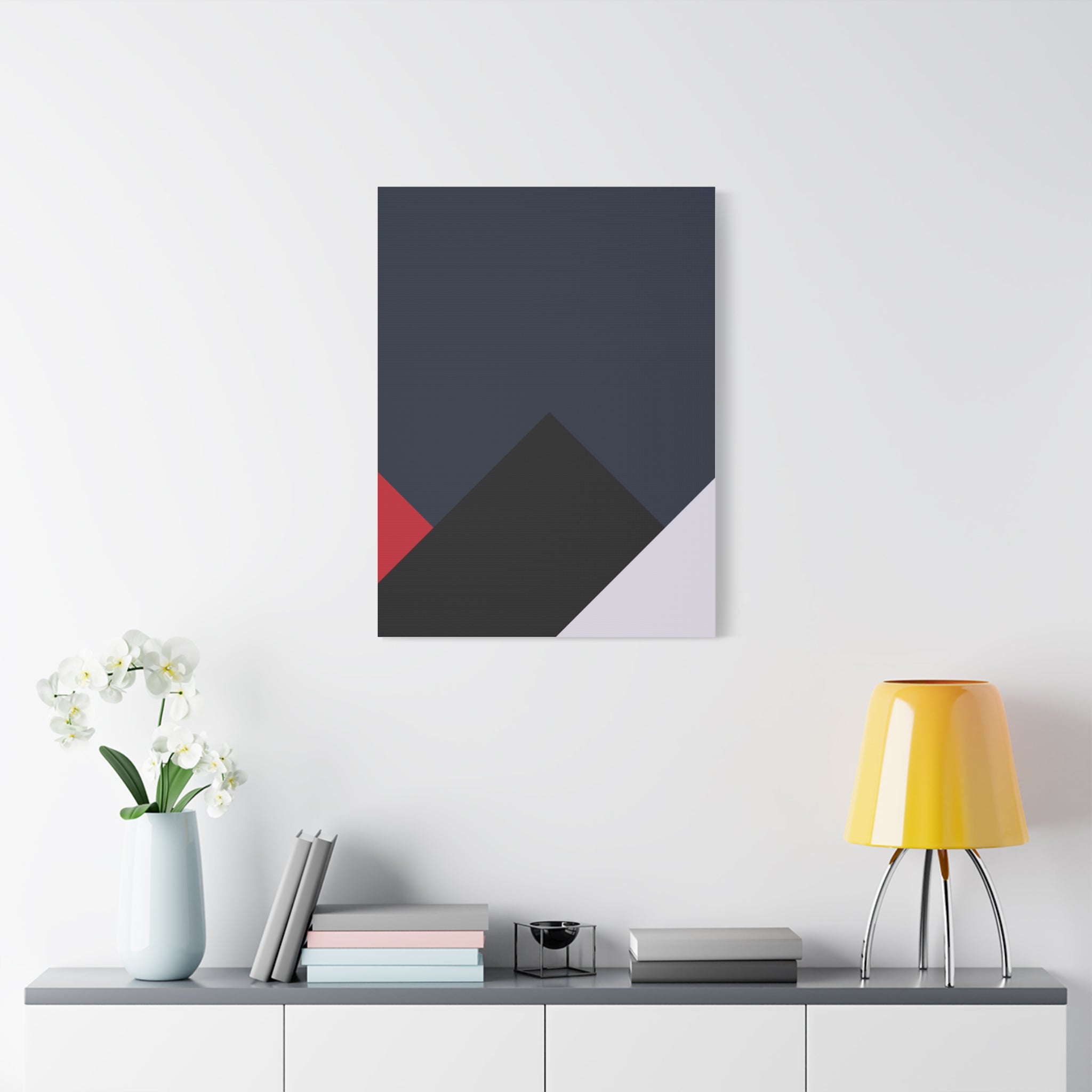 Abstract Geometric Canvas Art - Navy, Red, White