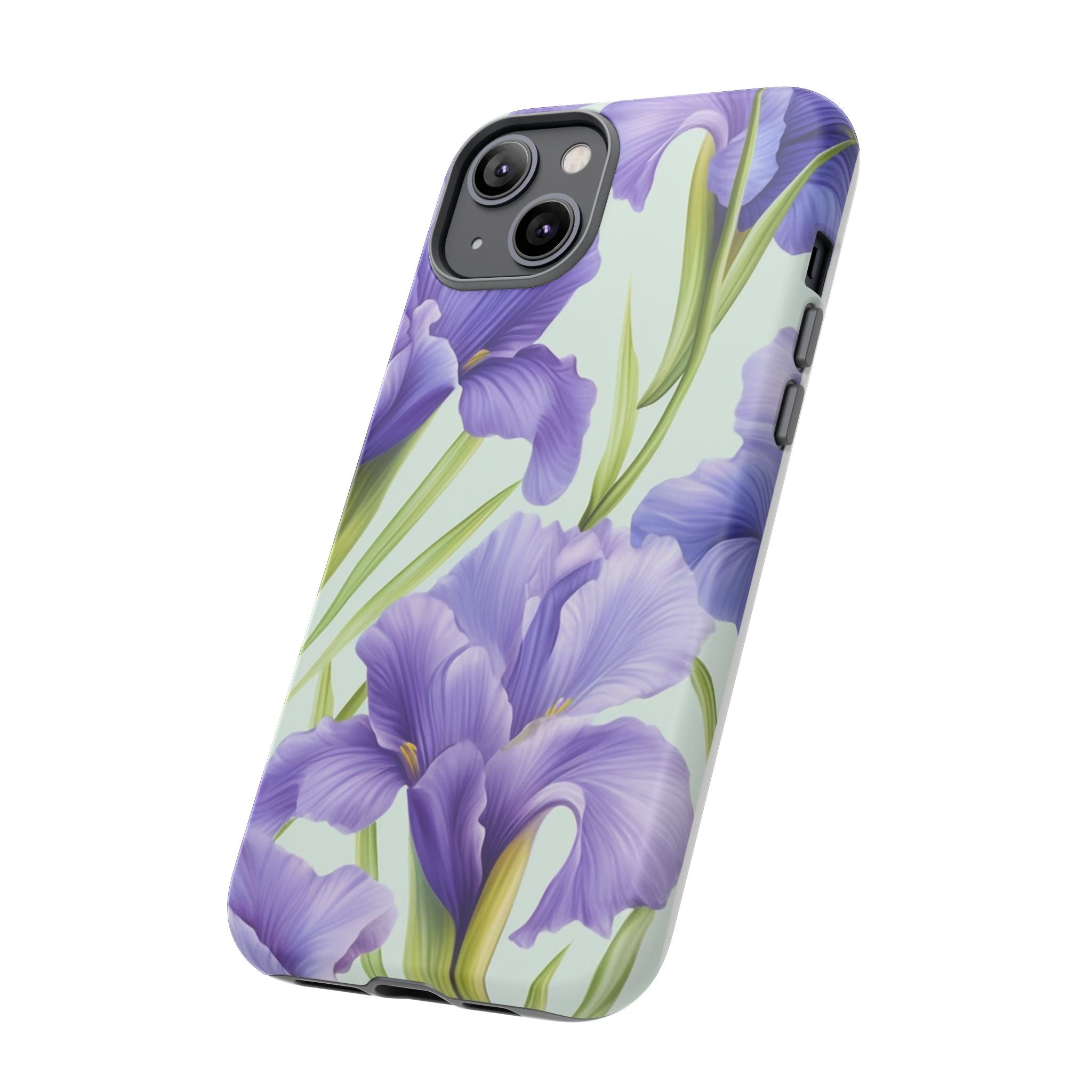 Purple Iris Floral iPhone Case - Hexagon Stone