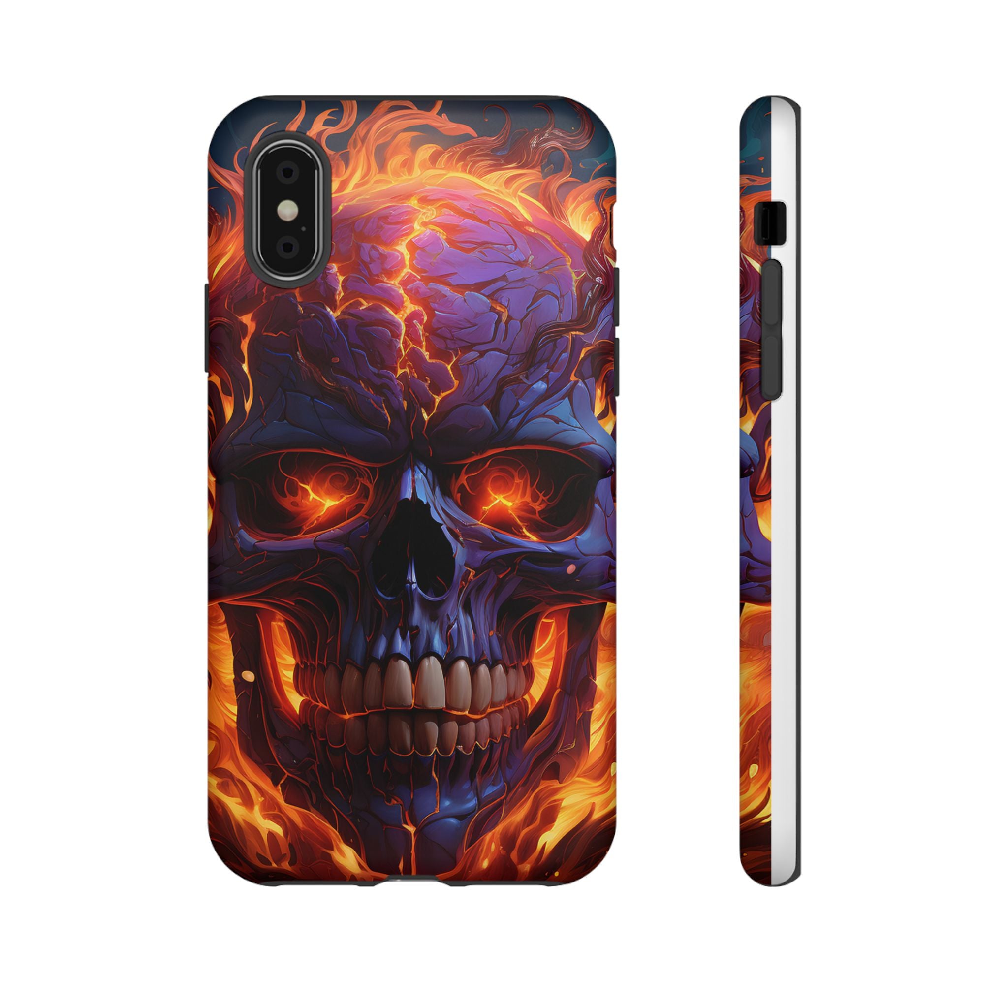 Fiery Skull Hexagon iPhone Case - Rugged Texture