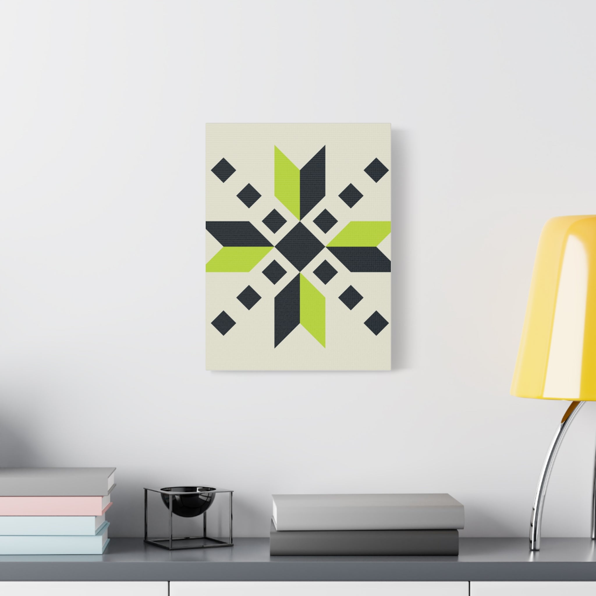 Geometric Green Starburst Canvas Art