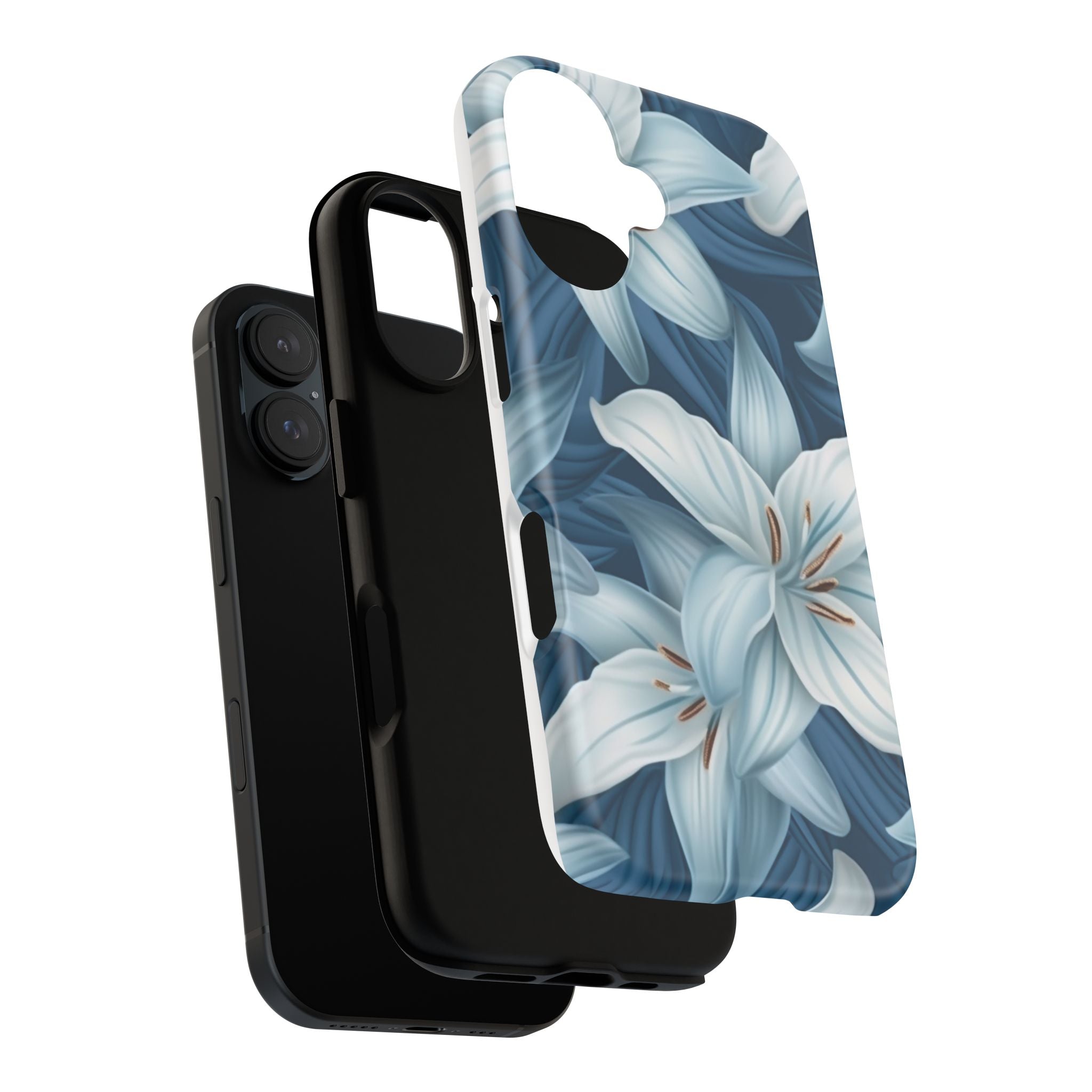 Pastel Blue Lily iPhone Case - Hexagon Stone