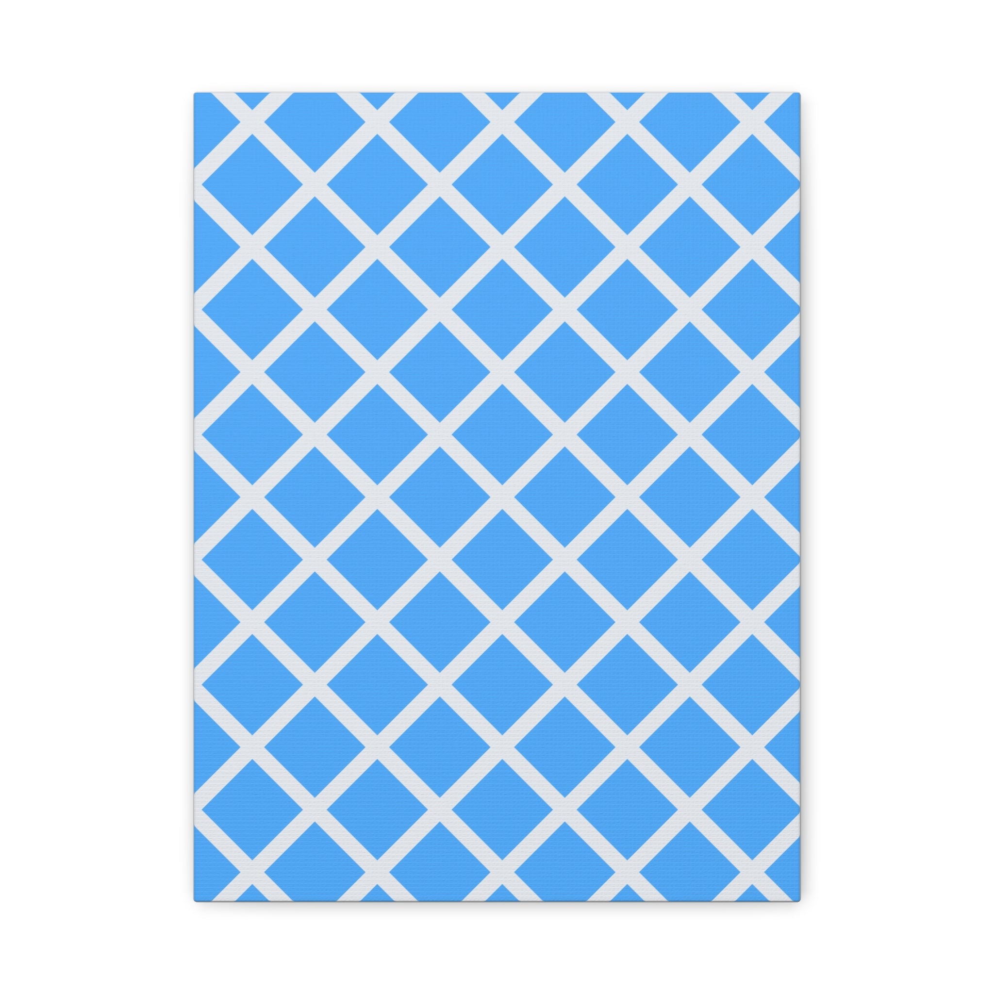 Sky Blue Diamond Grid Matte Canvas Art