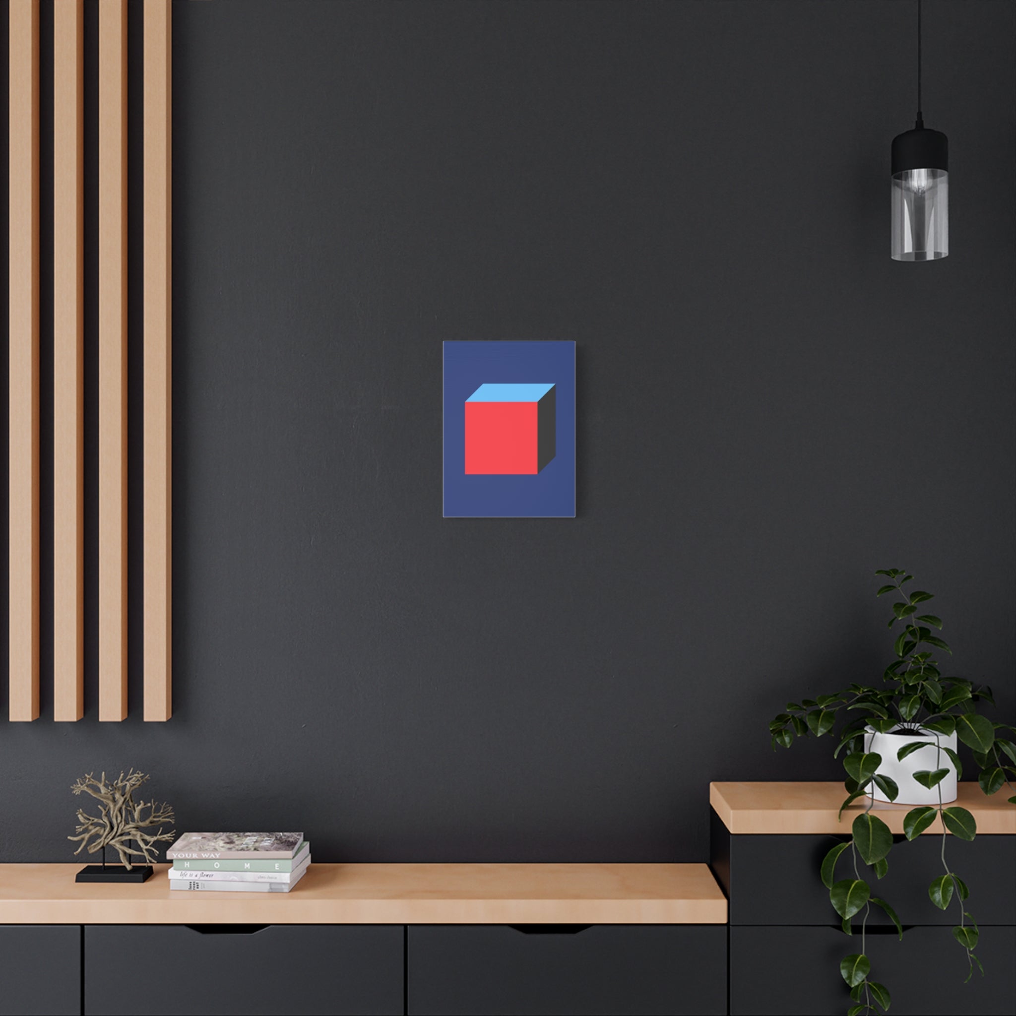 Abstract Red & Blue Cube Canvas Art