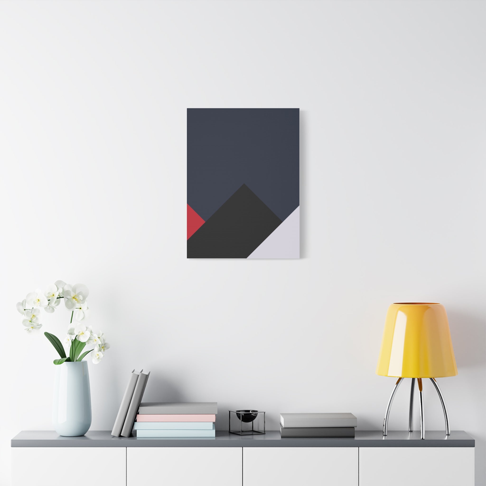 Abstract Geometric Canvas Art - Navy, Red, White