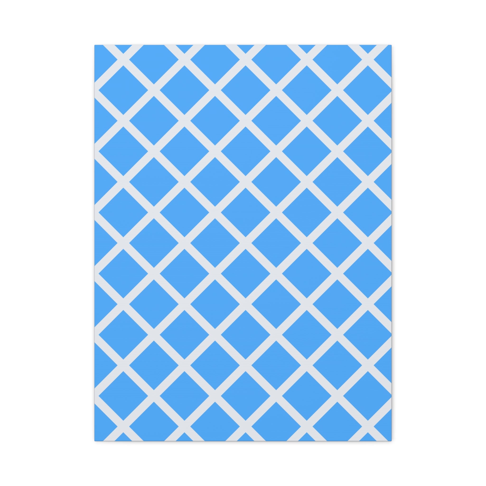 Sky Blue Diamond Grid Matte Canvas Art