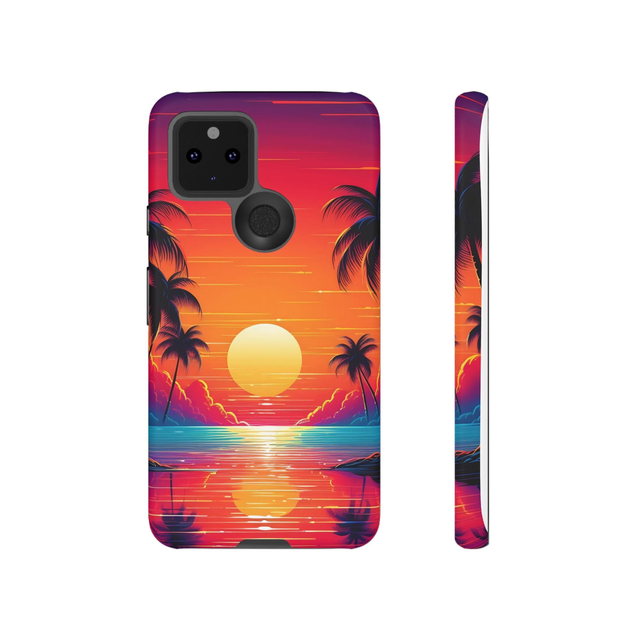 Sunset Palm Beach Google Pixel Case (All Models) - Retro Vaporwave