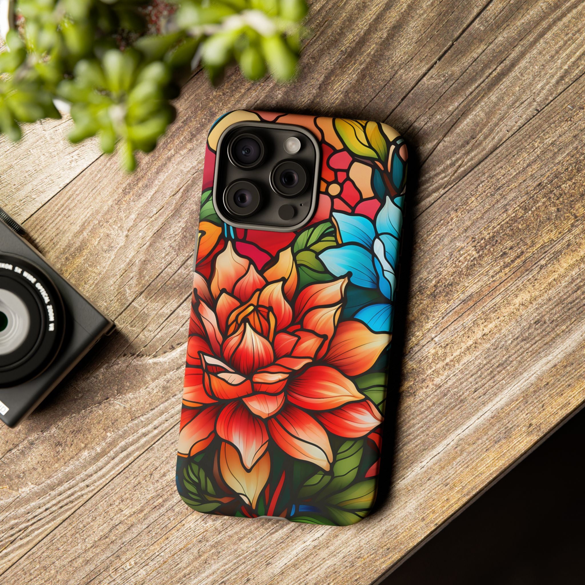 Stained Glass Floral iPhone Case - Hexagon Stone