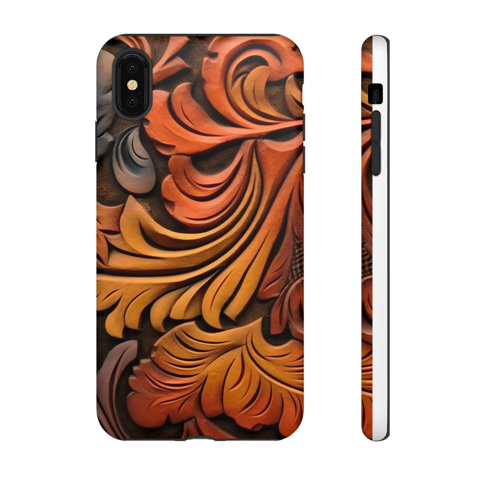 Art Nouveau Leather iPhone Case - Hexagon Stone