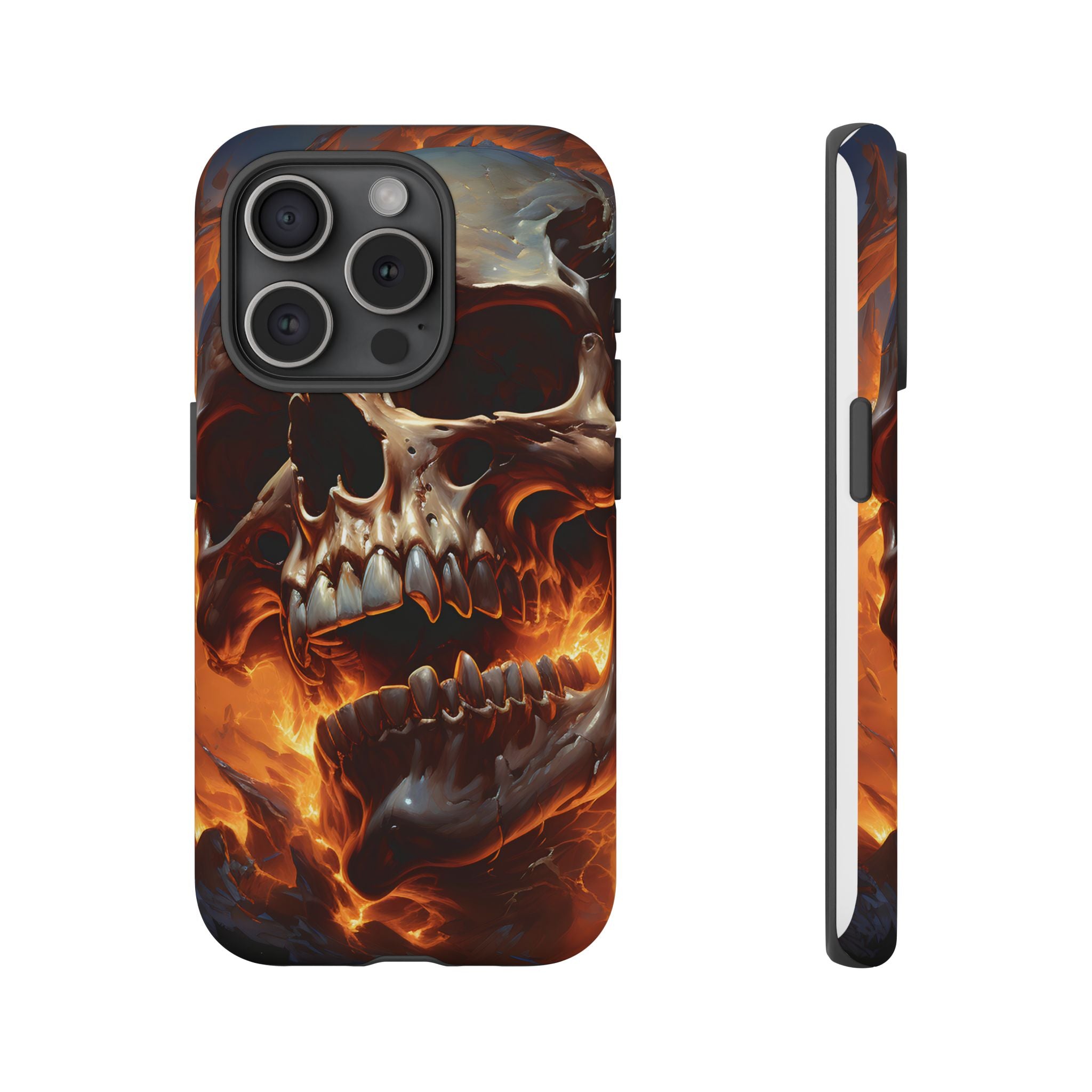 Fiery Skull Hexagon iPhone Case - Rugged