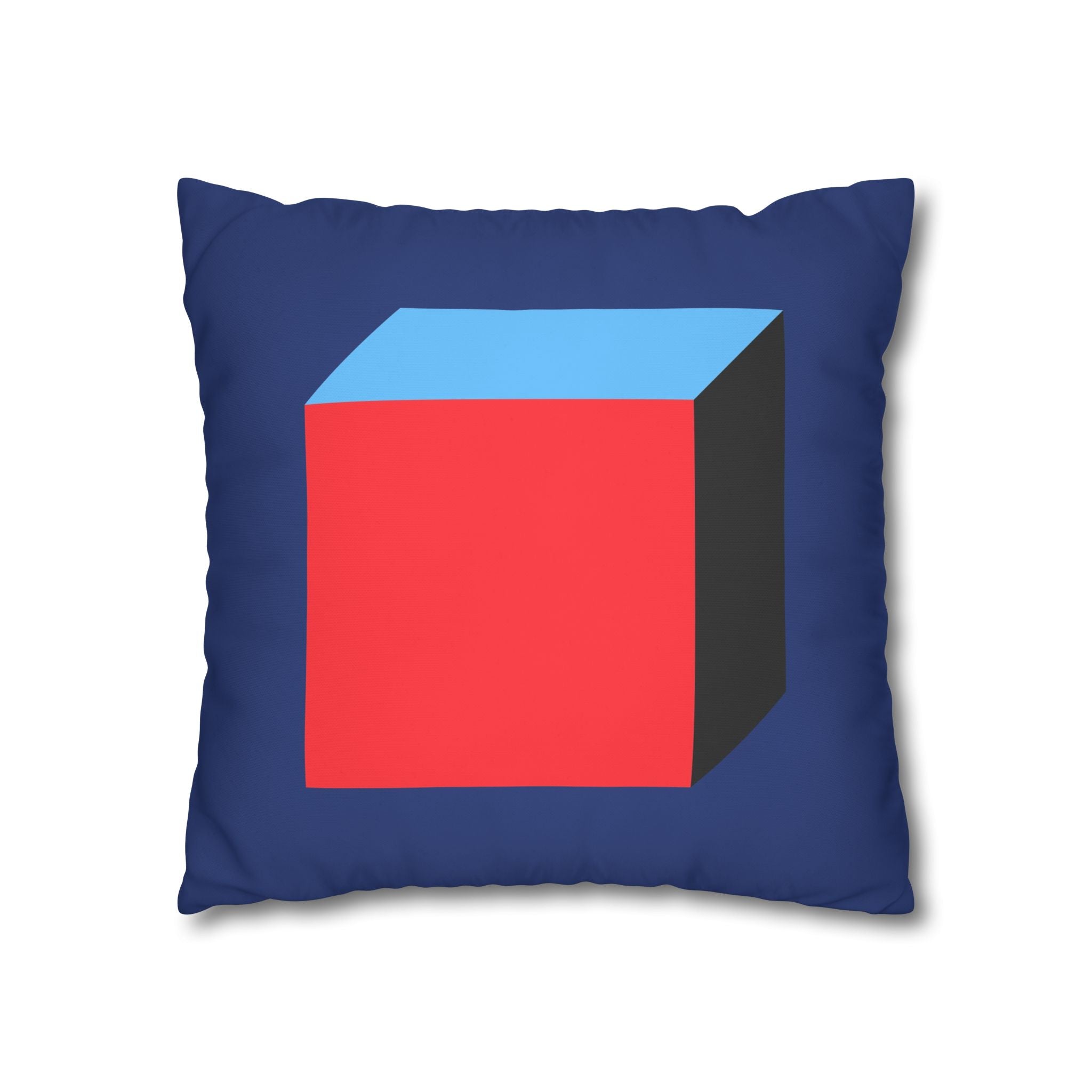 Geometric Cube Pillowcase - Red & Blue