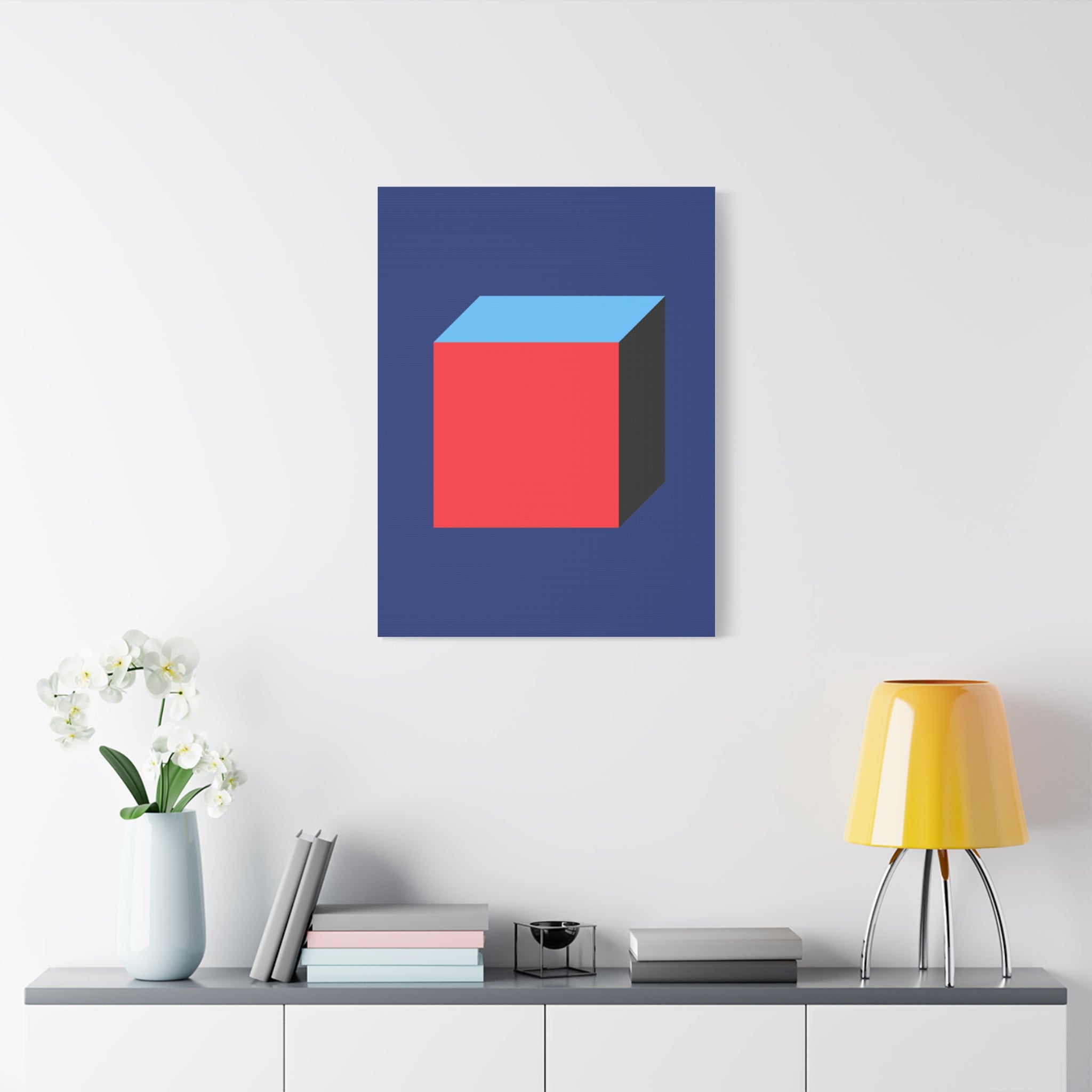 Abstract Red & Blue Cube Canvas Art