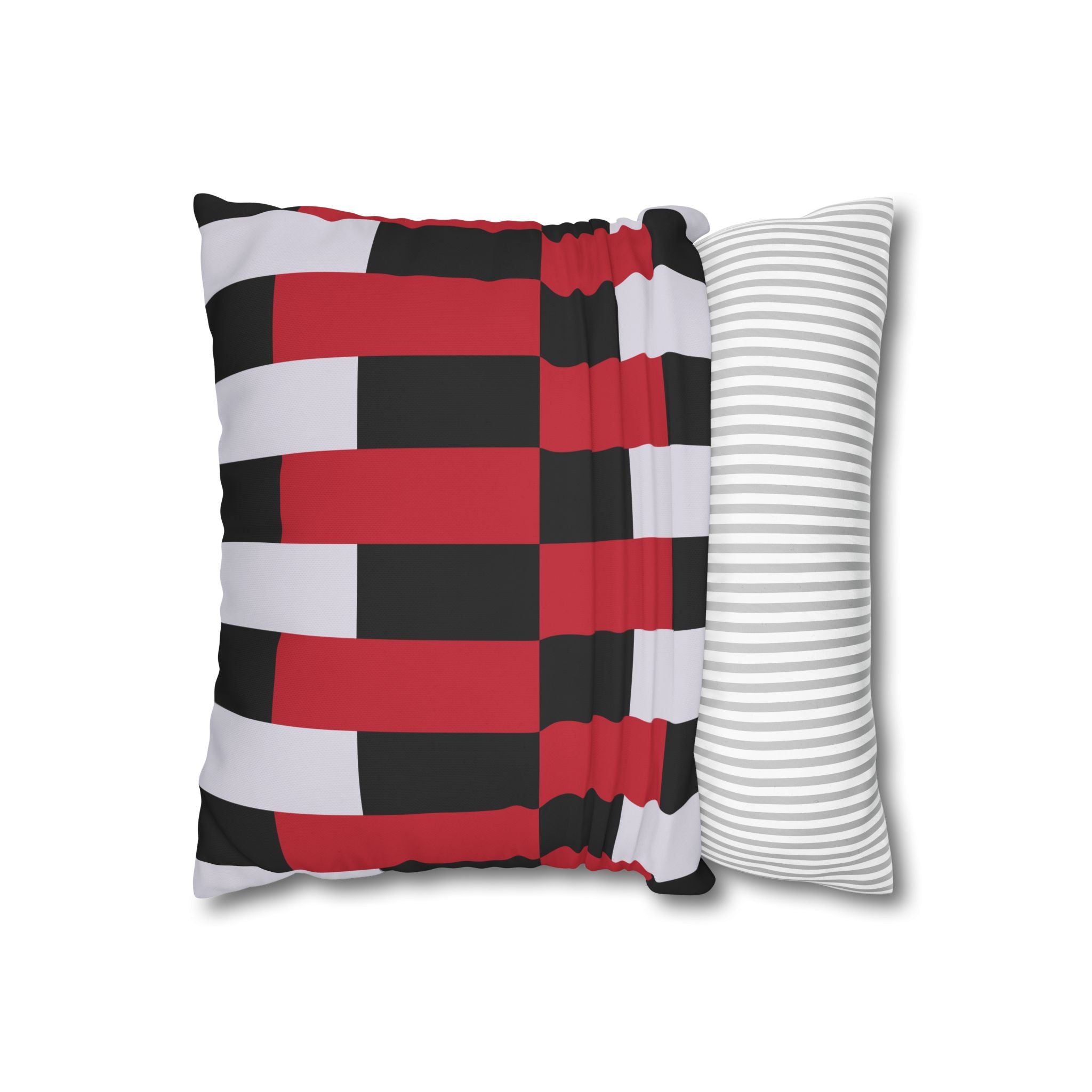 Geometric Stripe Pillowcase - Crimson & Gray