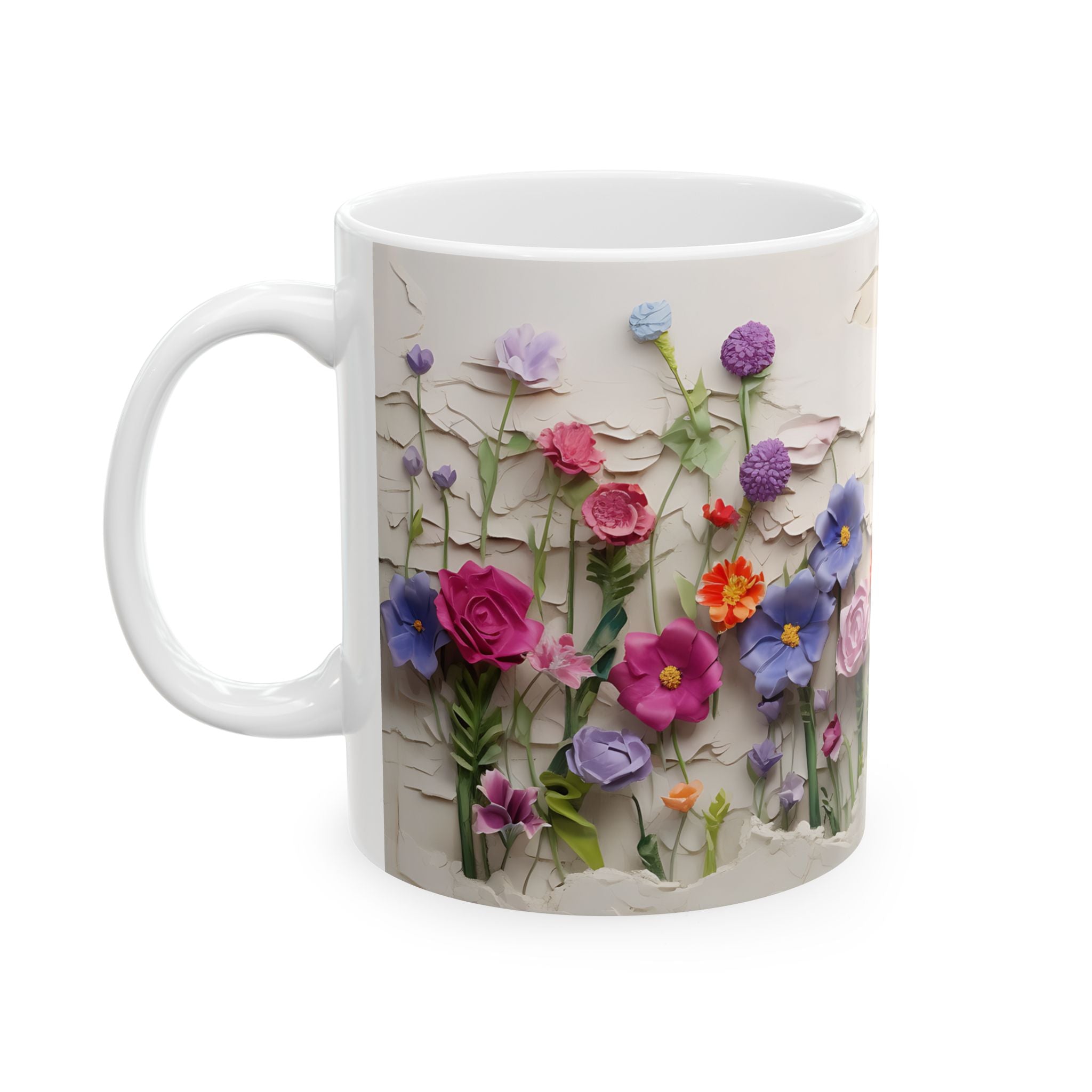 Whimsical Floral Mug: Paper Flower Art