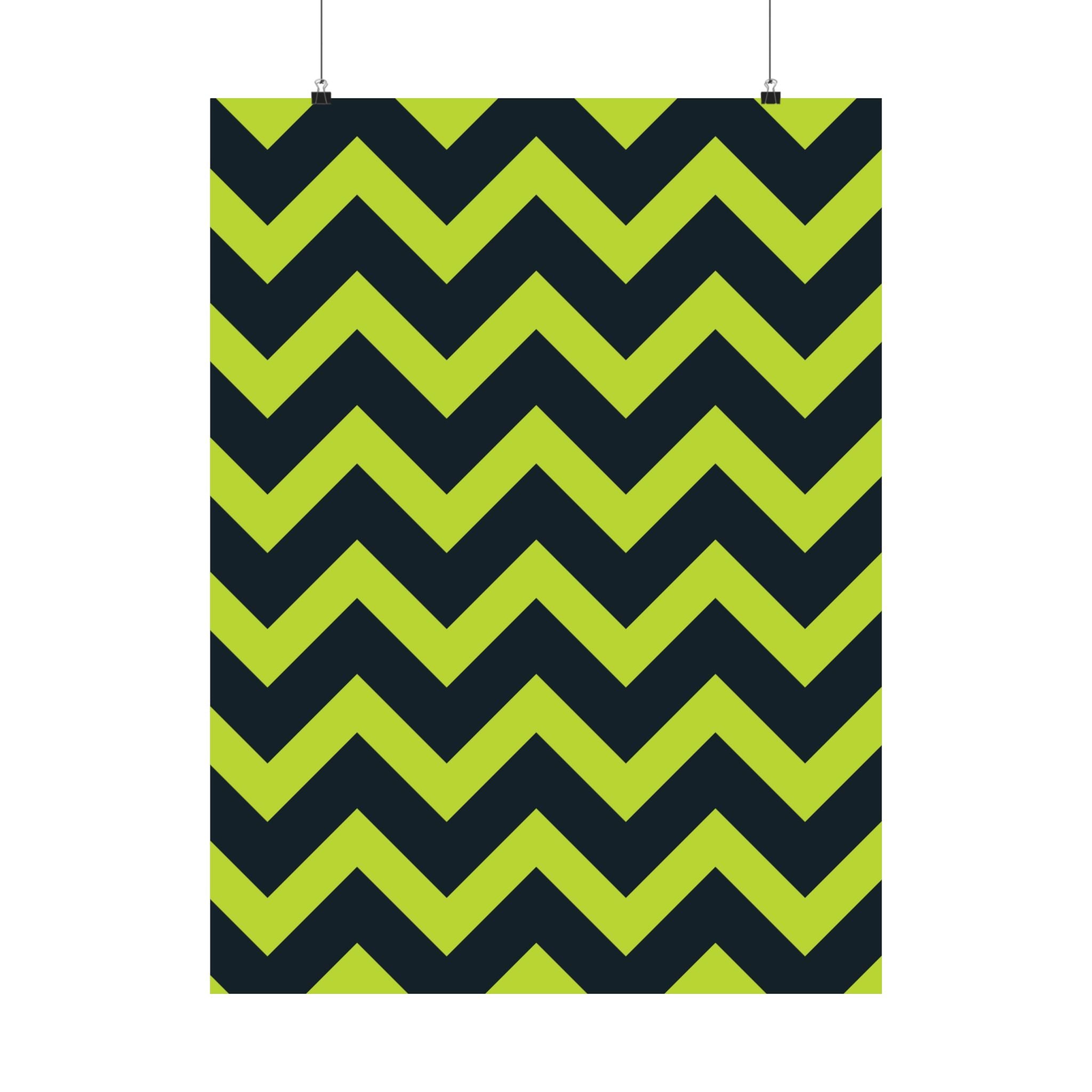 Neon Zigzag Green Geometric Art Poster